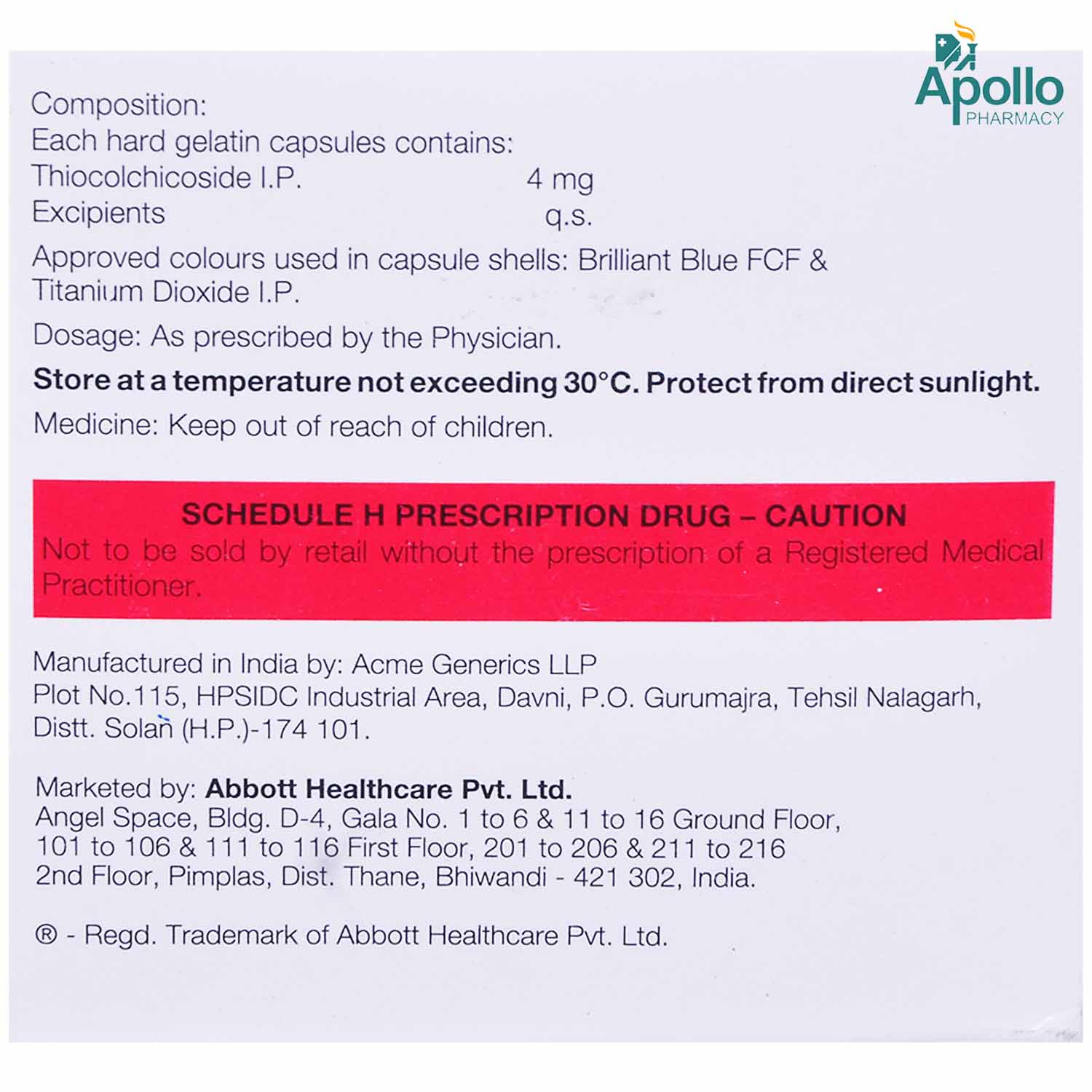 Thiospas 4 Capsule 10's, Pack of 10 CAPSULES Thiospas 4 Capsule 10's, Pack of 10 CAPSULES