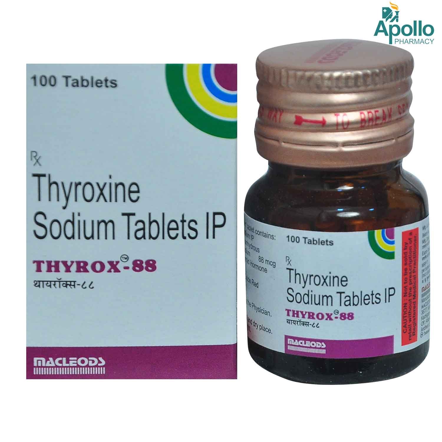 Thyrox 88 mcg Tablet 100's, Pack of 1 TABLET Thyrox 88 mcg Tablet 100's, Pack of 1 TABLET