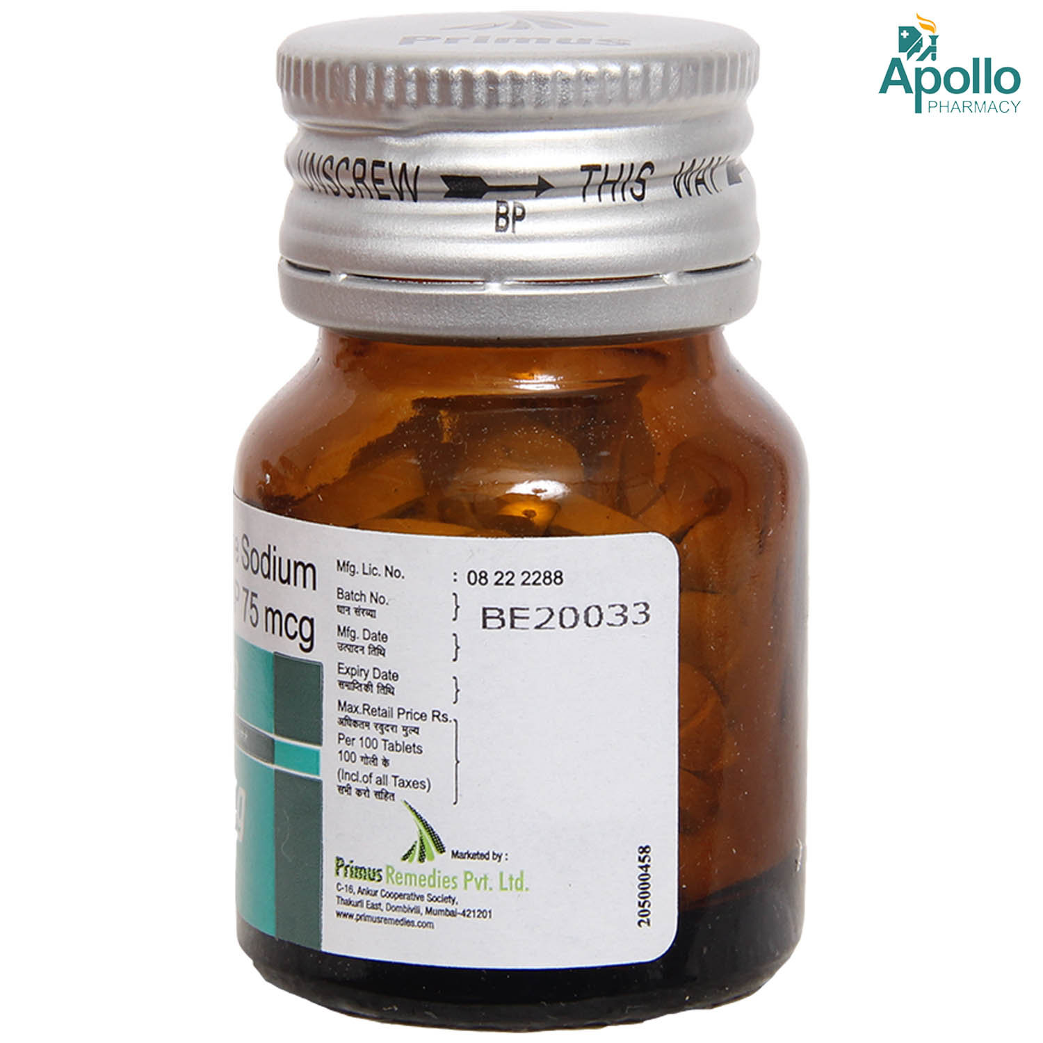 Thyrorich 75 mcg Tablet 100's, Pack of 1 TABLET Thyrorich 75 mcg Tablet 100's, Pack of 1 TABLET