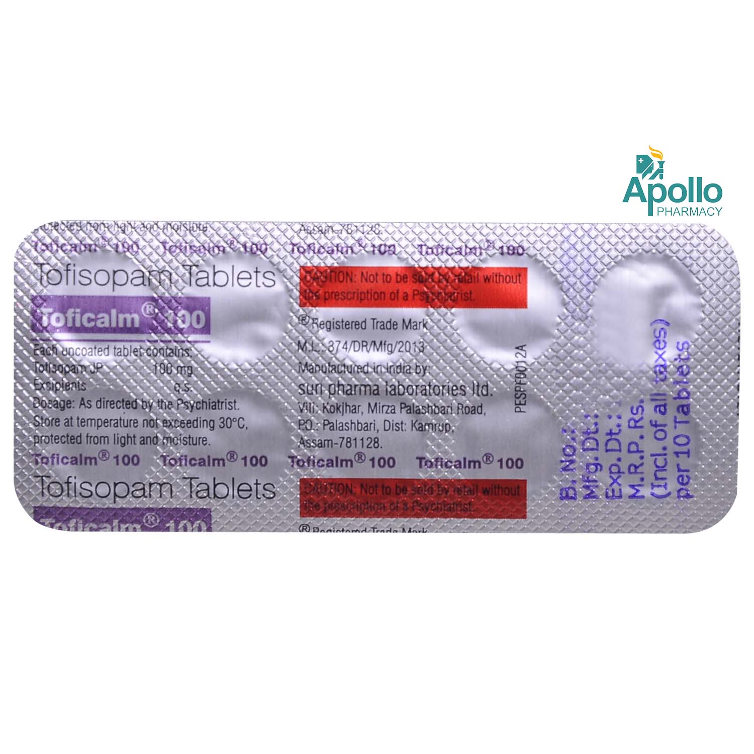 Toficalm 100 Tablet 10's, Pack of 10 TABLETS Toficalm 100 Tablet 10's, Pack of 10 TABLETS