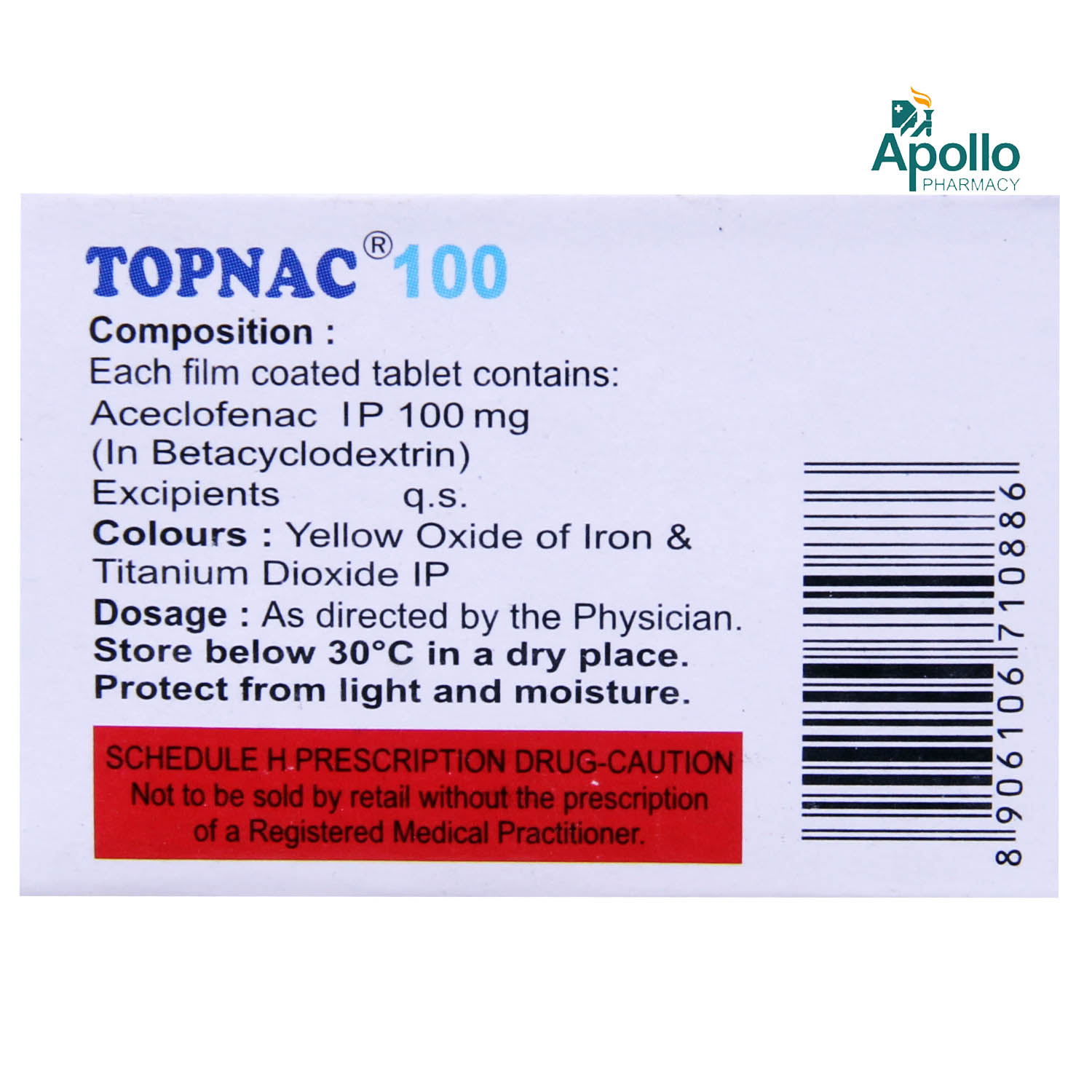 Topnac 100 Tablet 10's, Pack of 10 TABLETS Topnac 100 Tablet 10's, Pack of 10 TABLETS