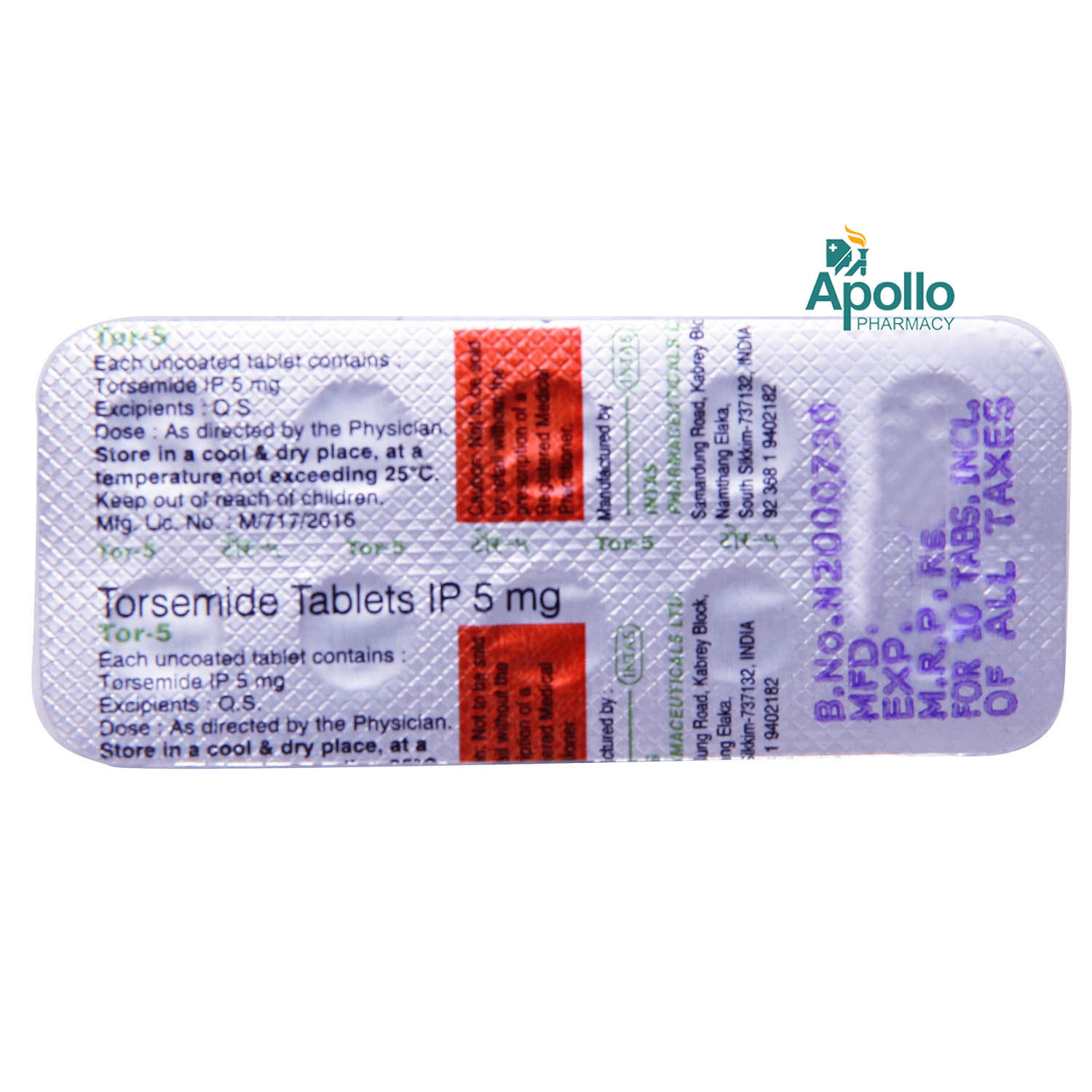 Tor 5 Tablet 10's, Pack of 10 CHEWABLE TABLETS Tor 5 Tablet 10's, Pack of 10 CHEWABLE TABLETS