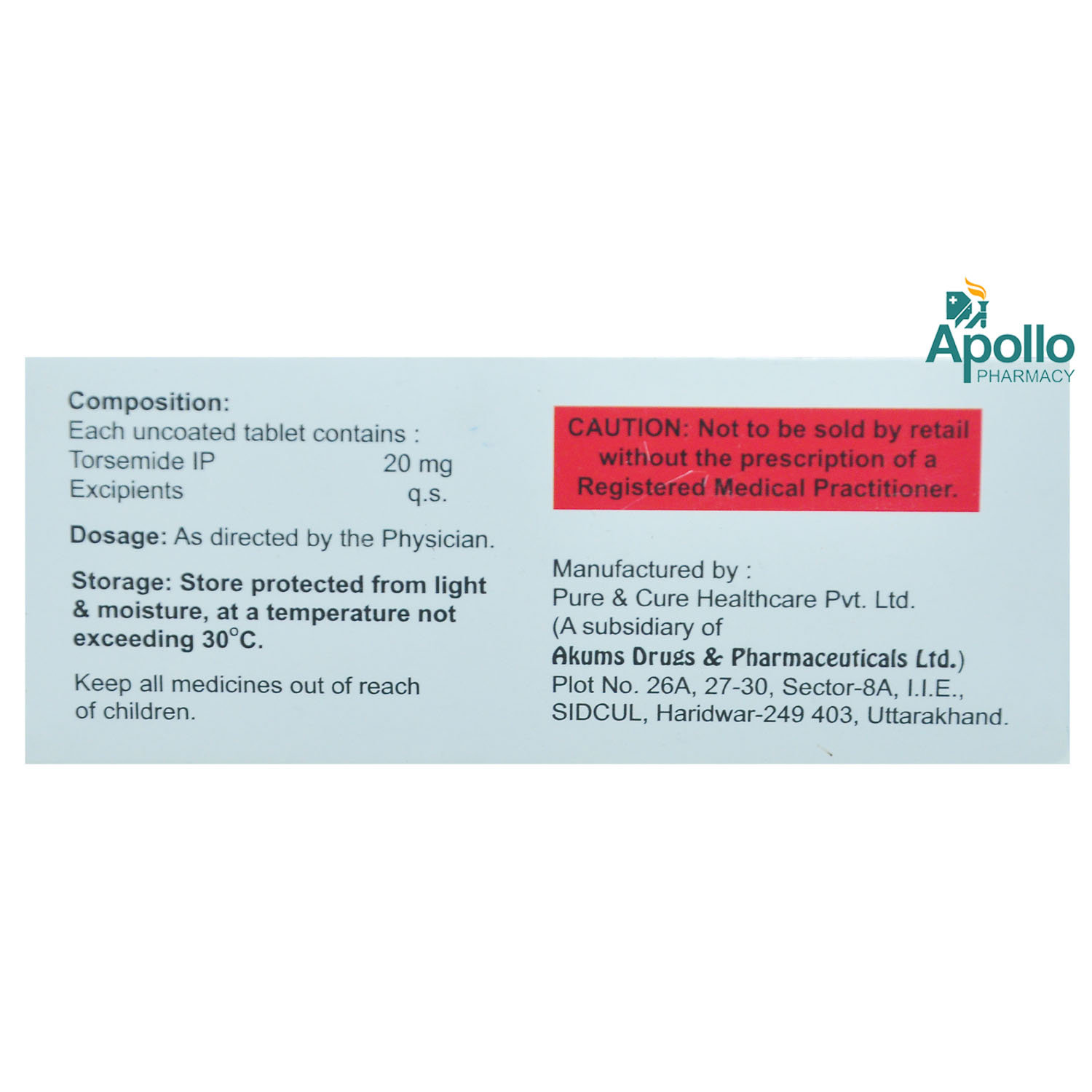 Torimed-20Mg Tablet 10'S, Pack of 10 TabletS Torimed-20Mg Tablet 10'S, Pack of 10 TabletS