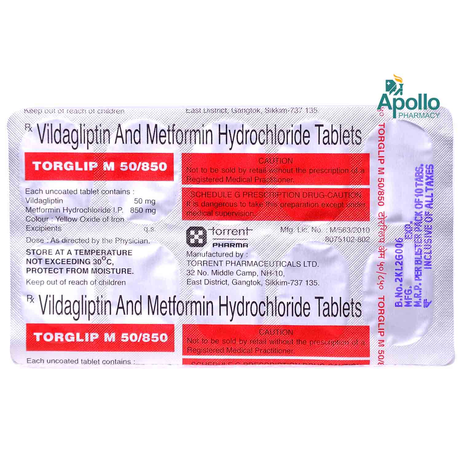 Torglip M 50/850 Tablet 10's, Pack of 10 TABLETS Torglip M 50/850 Tablet 10's, Pack of 10 TABLETS