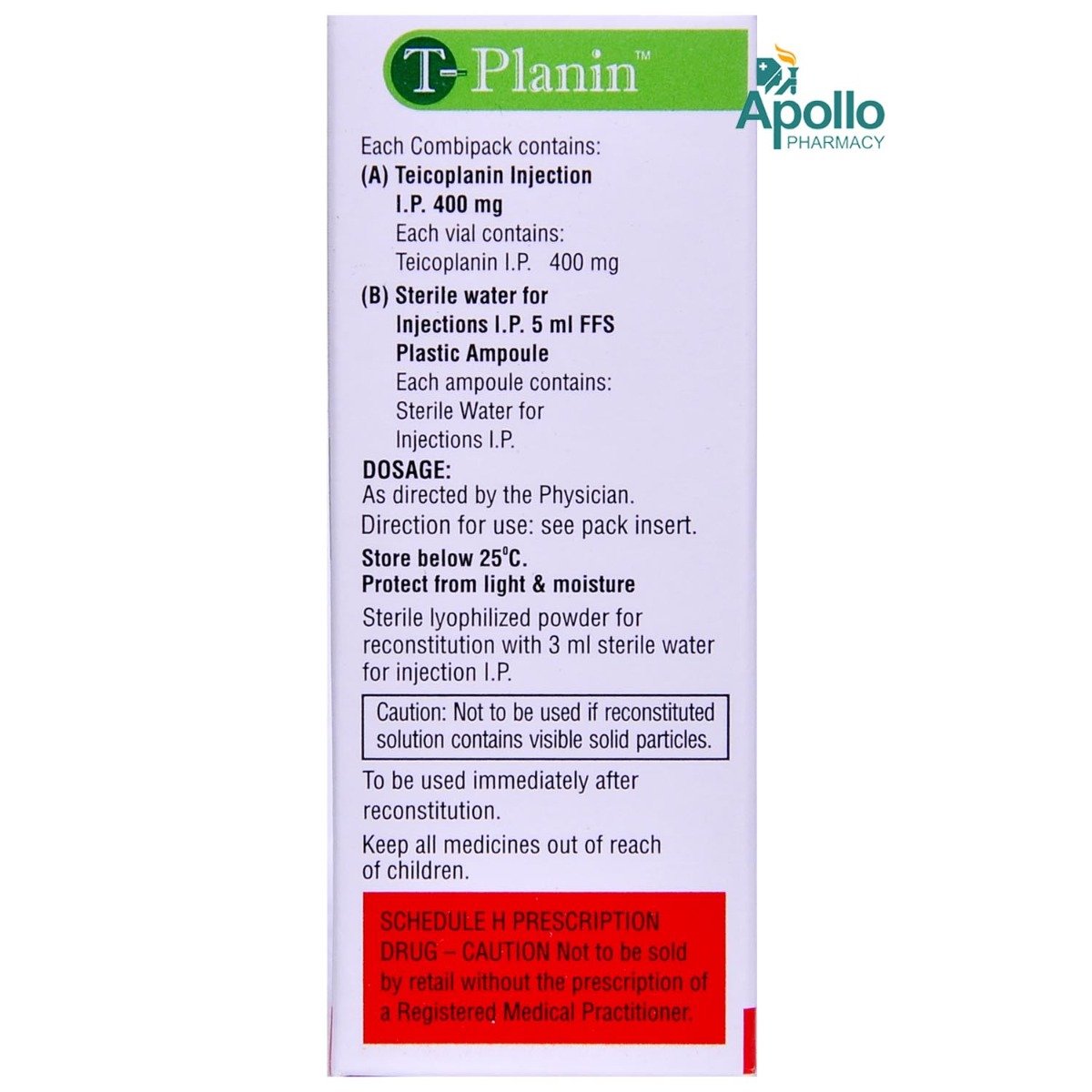 TPLANIN 400MG INJECTION, Pack of 1 INJECTION TPLANIN 400MG INJECTION, Pack of 1 INJECTION