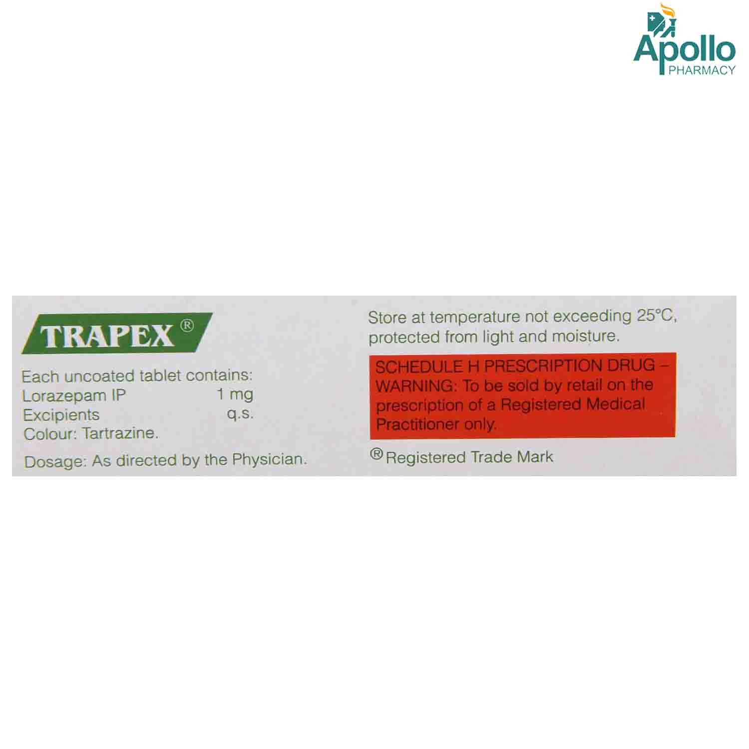 TRAPEX 1MG TABLET, Pack of 10 TABLETS TRAPEX 1MG TABLET, Pack of 10 TABLETS
