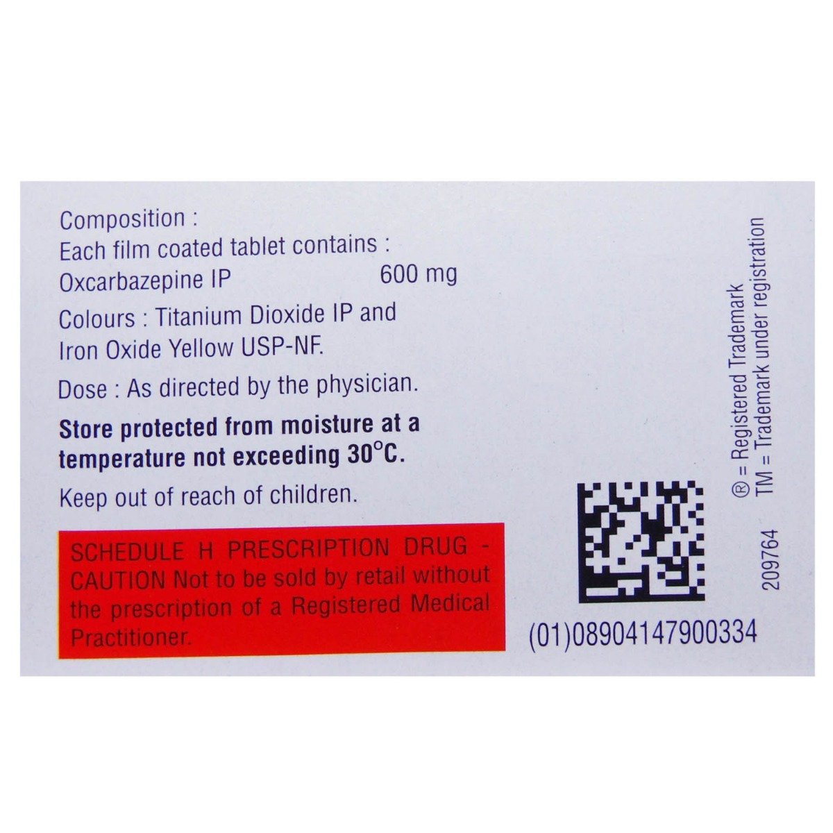 Trioptal 600 Tablet 10's, Pack of 10 TABLETS Trioptal 600 Tablet 10's, Pack of 10 TABLETS