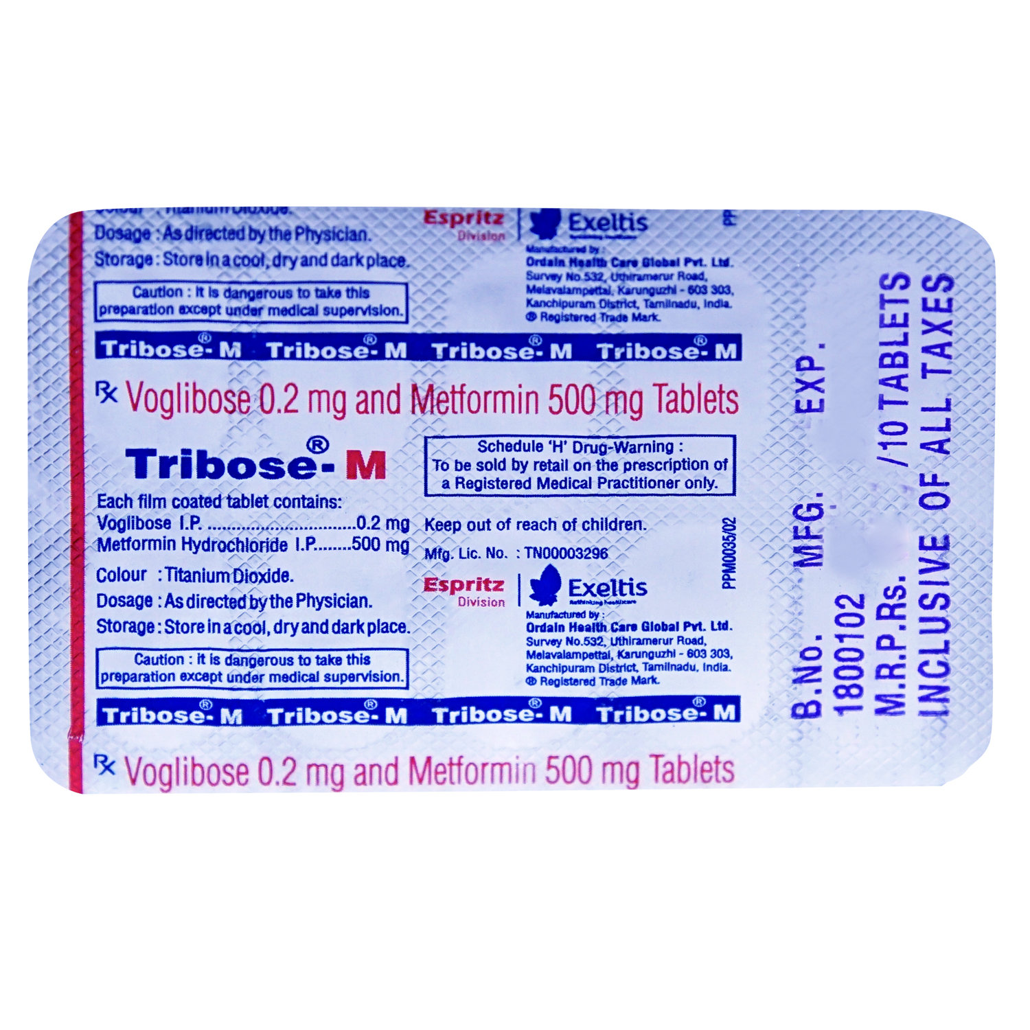 TRIBOSE M 0.2MG TABLET, Pack of 10 TRIBOSE M 0.2MG TABLET, Pack of 10