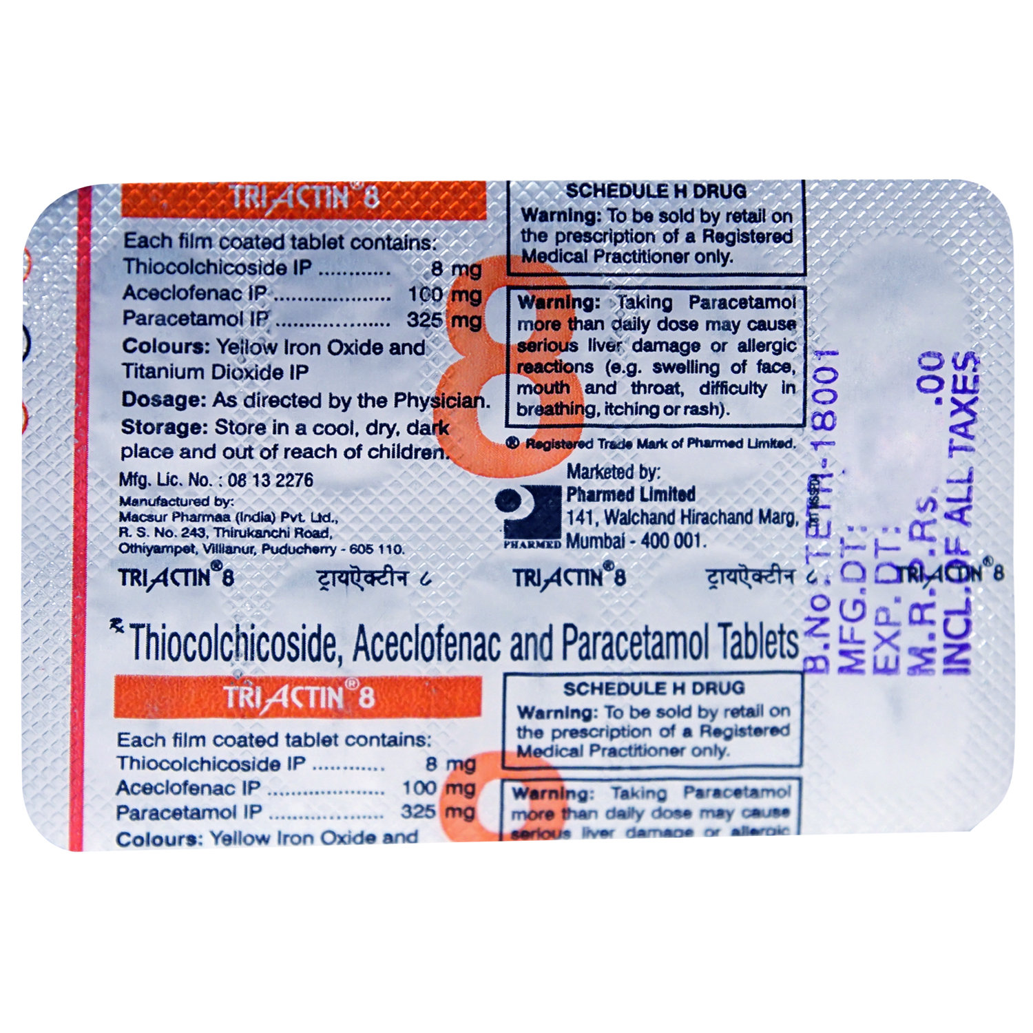 Triactin 8 mg Tablet 10's, Pack of 10 TabletS Triactin 8 mg Tablet 10's, Pack of 10 TabletS