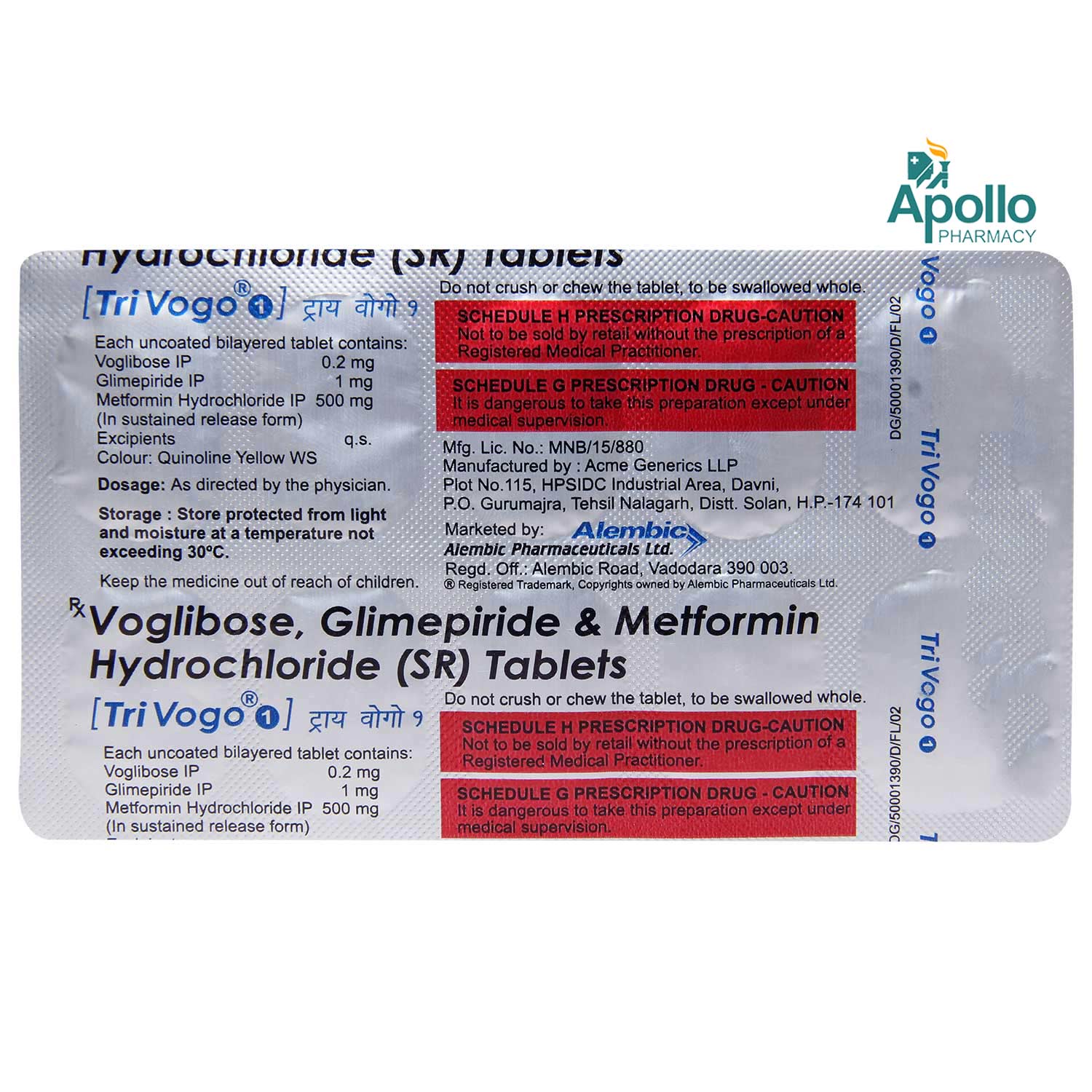 Tri Vogo 1 Tablet 10's, Pack of 10 TabletS Tri Vogo 1 Tablet 10's, Pack of 10 TabletS