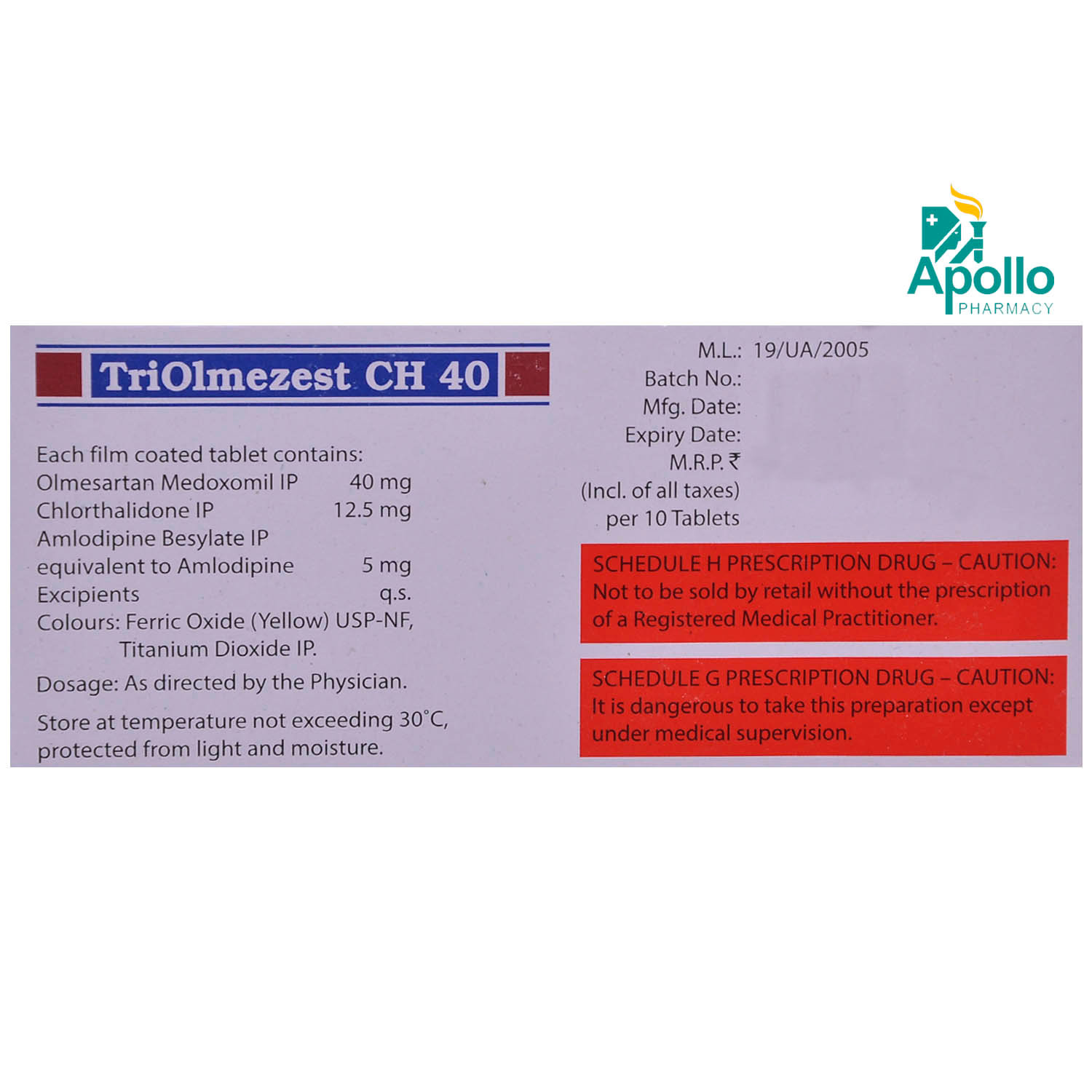 Triolmezest CH 40 Tablet 10's, Pack of 10 TABLETS Triolmezest CH 40 Tablet 10's, Pack of 10 TABLETS