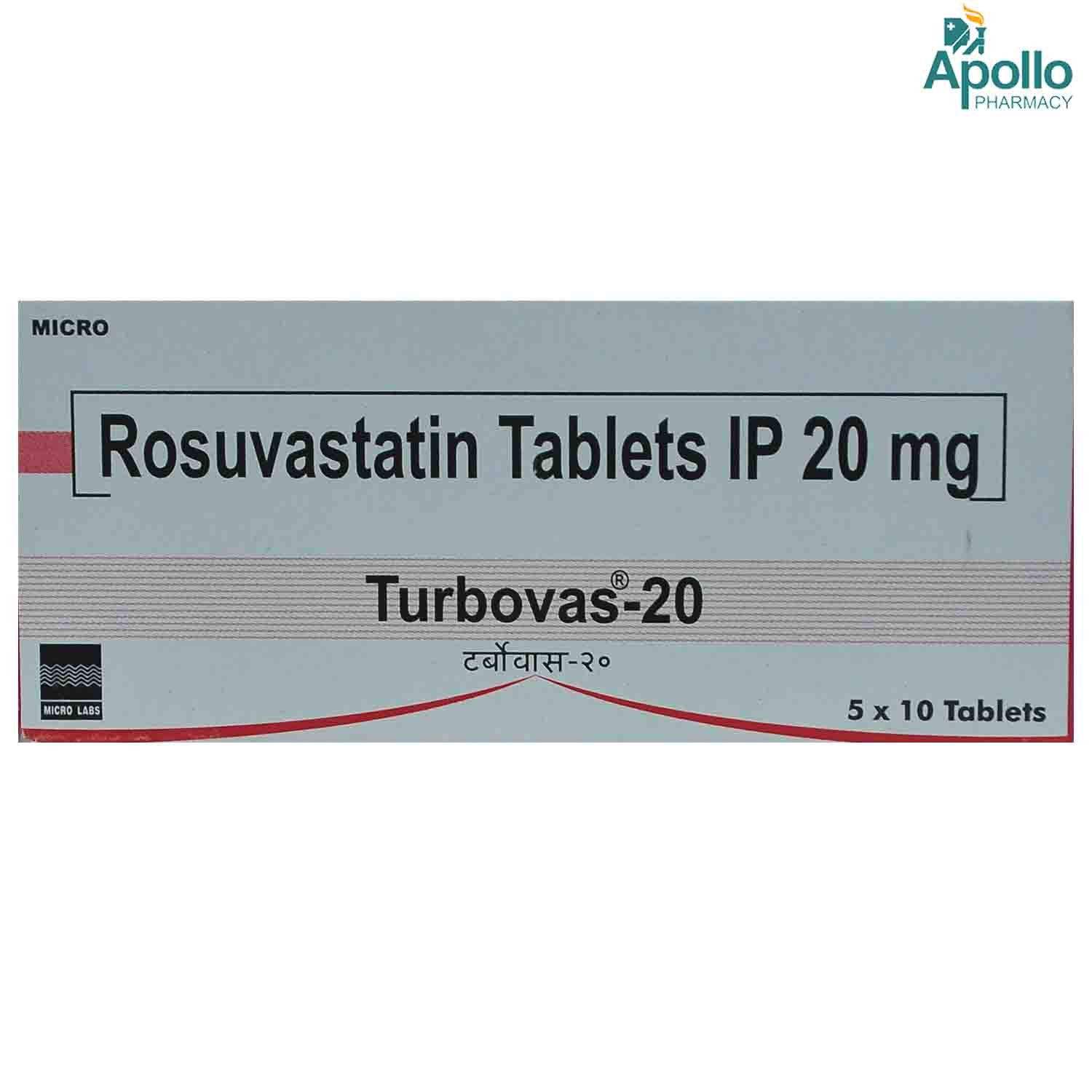 Turbovas 20 mg Tablet 10's, Pack of 10 TABLETS Turbovas 20 mg Tablet 10's, Pack of 10 TABLETS