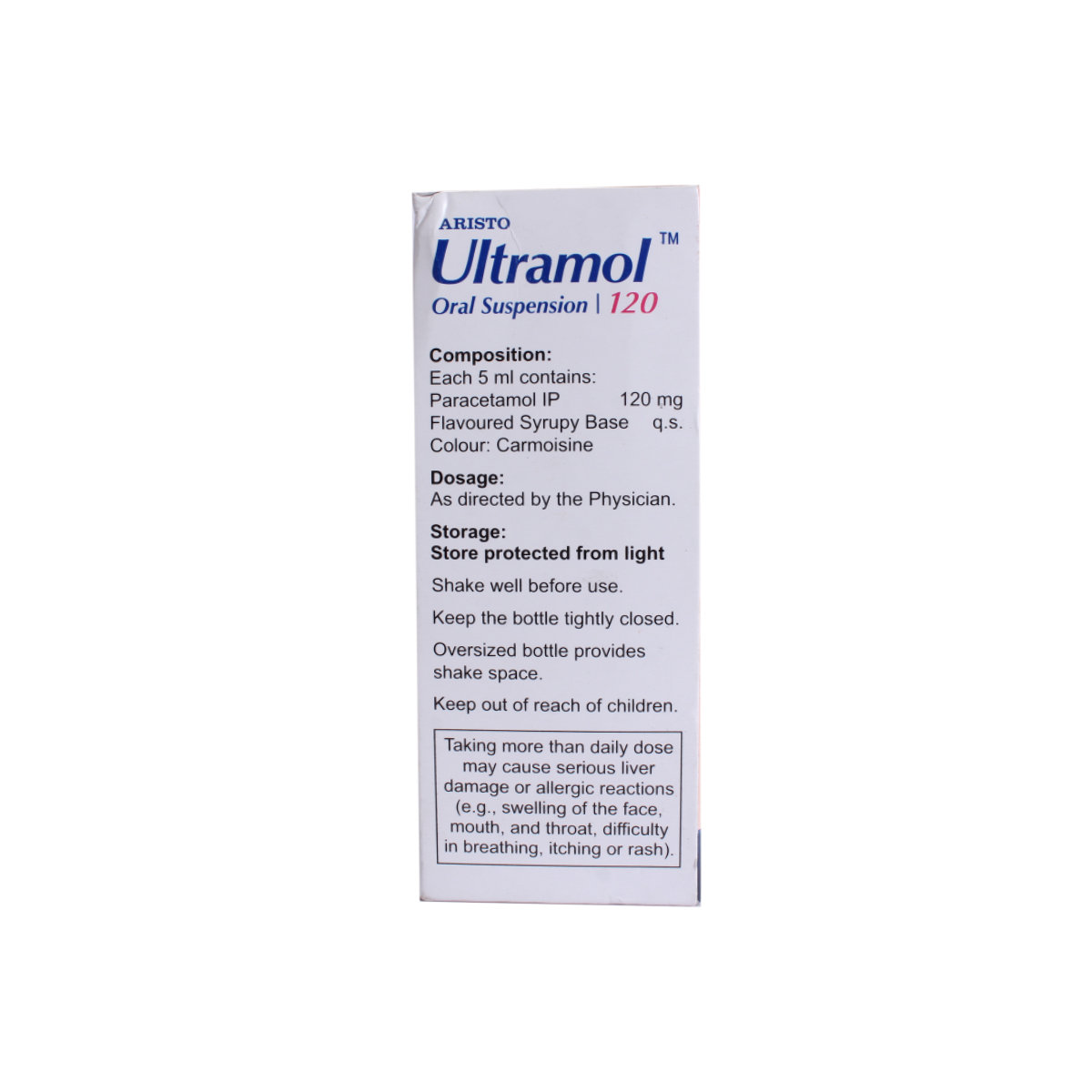 Ultramol 120 Paediatric Oral Suspension 60 ml, Pack of 1 Suspension Ultramol 120 Paediatric Oral Suspension 60 ml, Pack of 1 Suspension