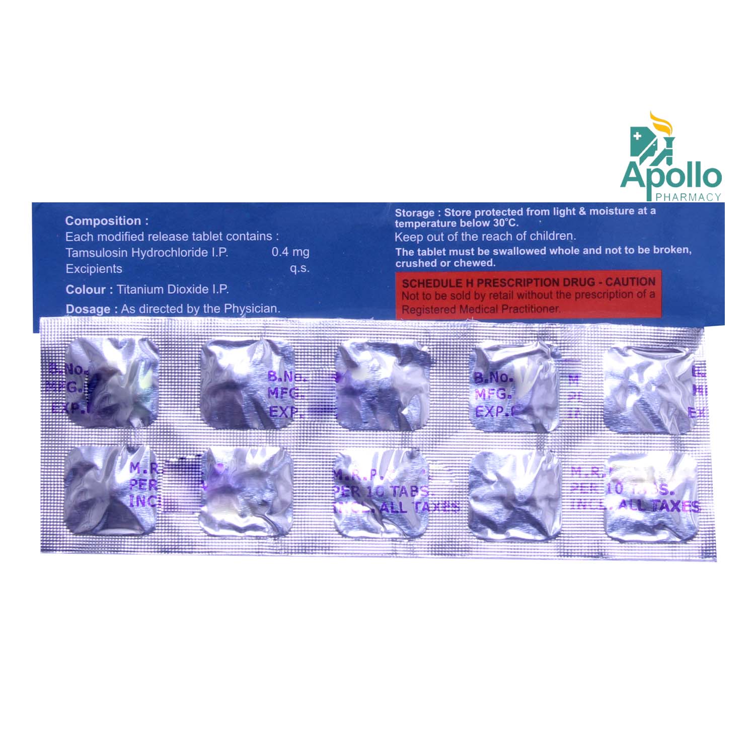 Uritin 0.4 mg Tablet 10's, Pack of 10 TabletS Uritin 0.4 mg Tablet 10's, Pack of 10 TabletS