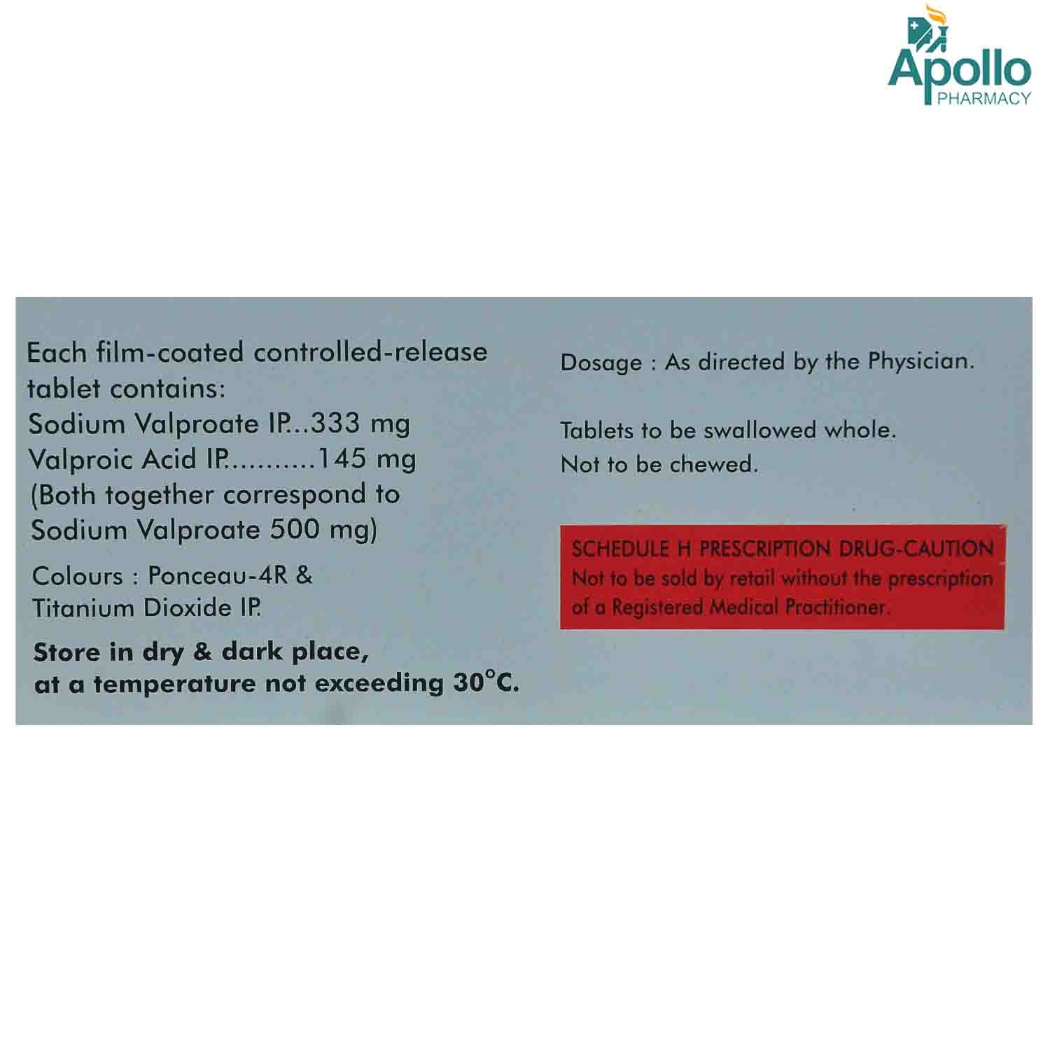 Valprid CR 500 Tablet 10's, Pack of 10 TABLET CRS Valprid CR 500 Tablet 10's, Pack of 10 TABLET CRS