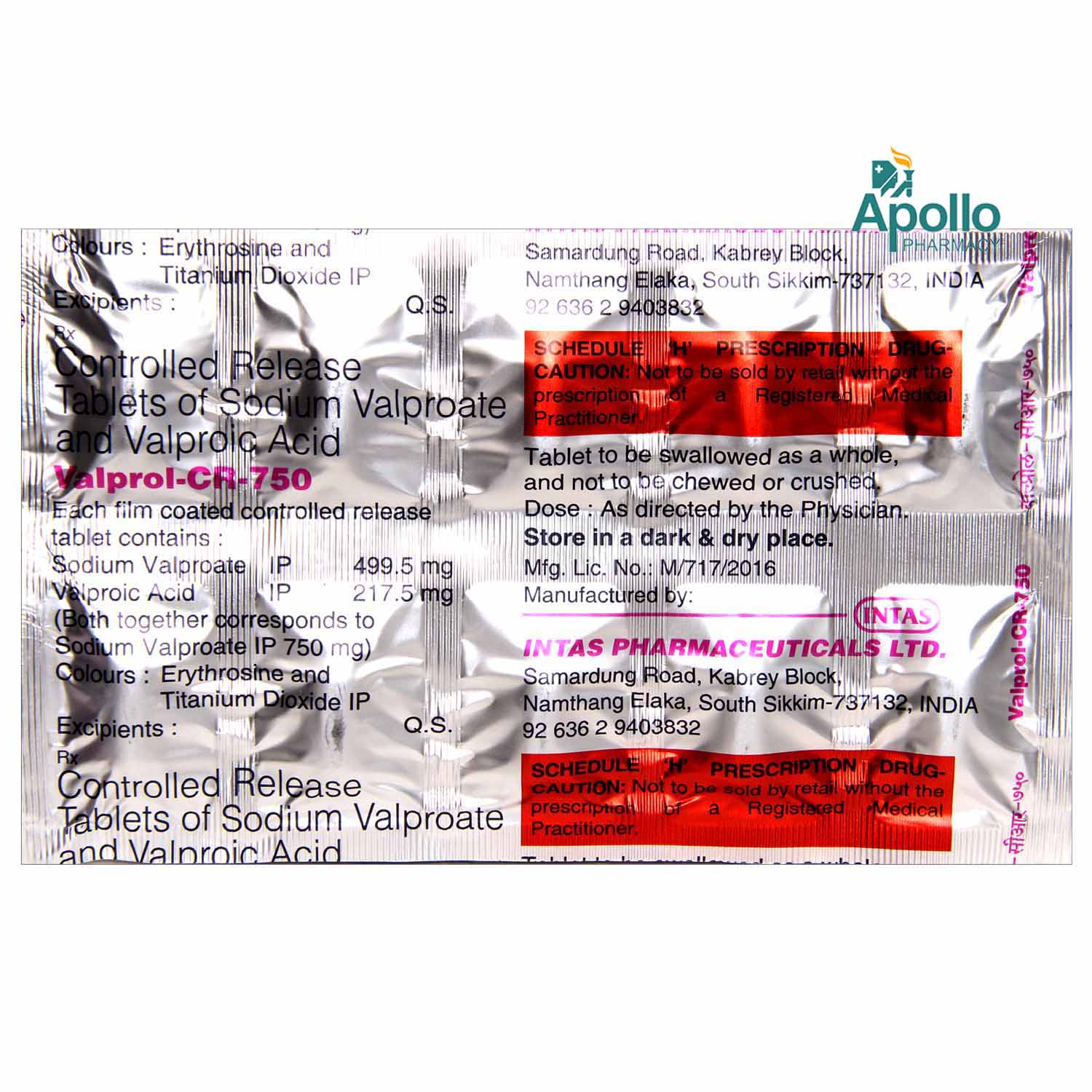 Valprol CR 750 Tablet 10's, Pack of 10 TABLETS Valprol CR 750 Tablet 10's, Pack of 10 TABLETS