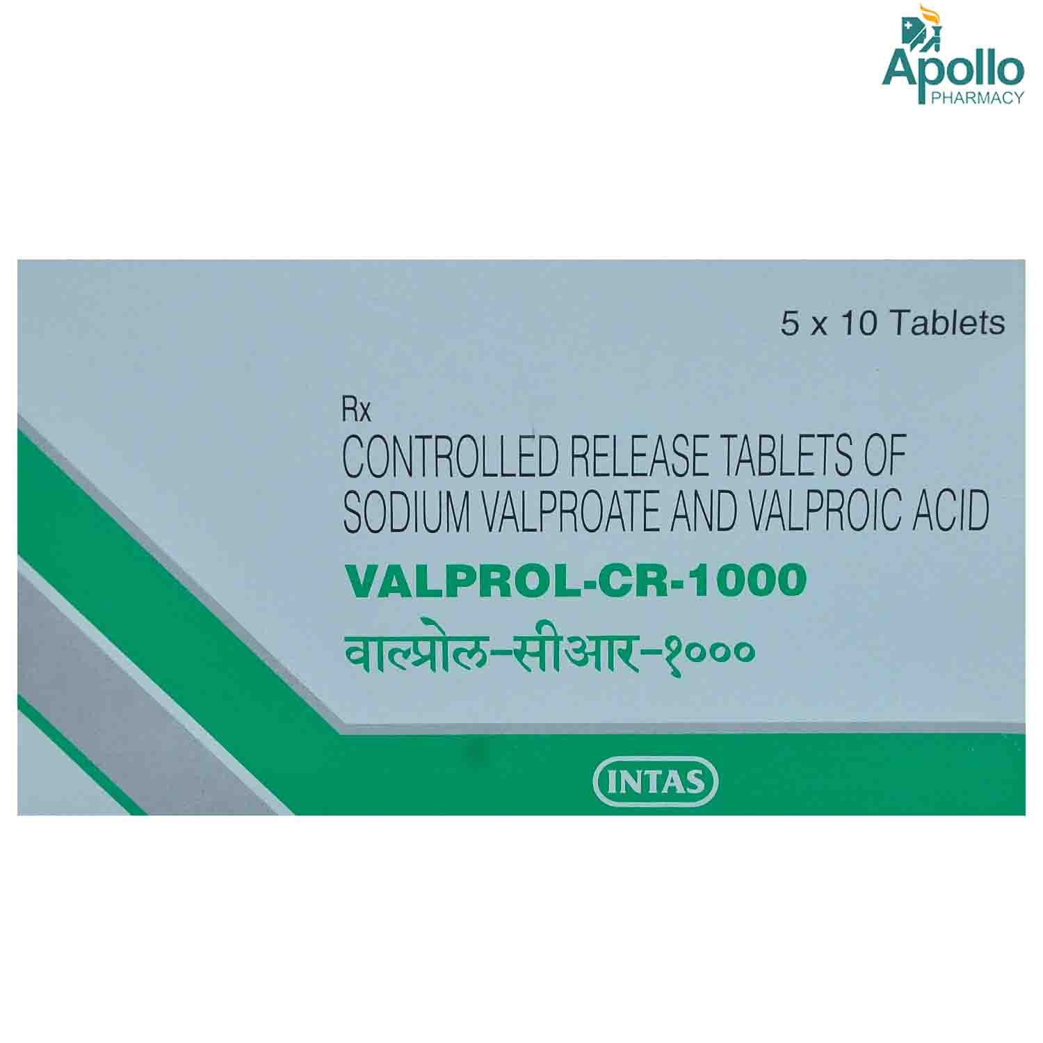 Valprol-CR 1000 Tablet 10's, Pack of 10 TabletS Valprol-CR 1000 Tablet 10's, Pack of 10 TabletS