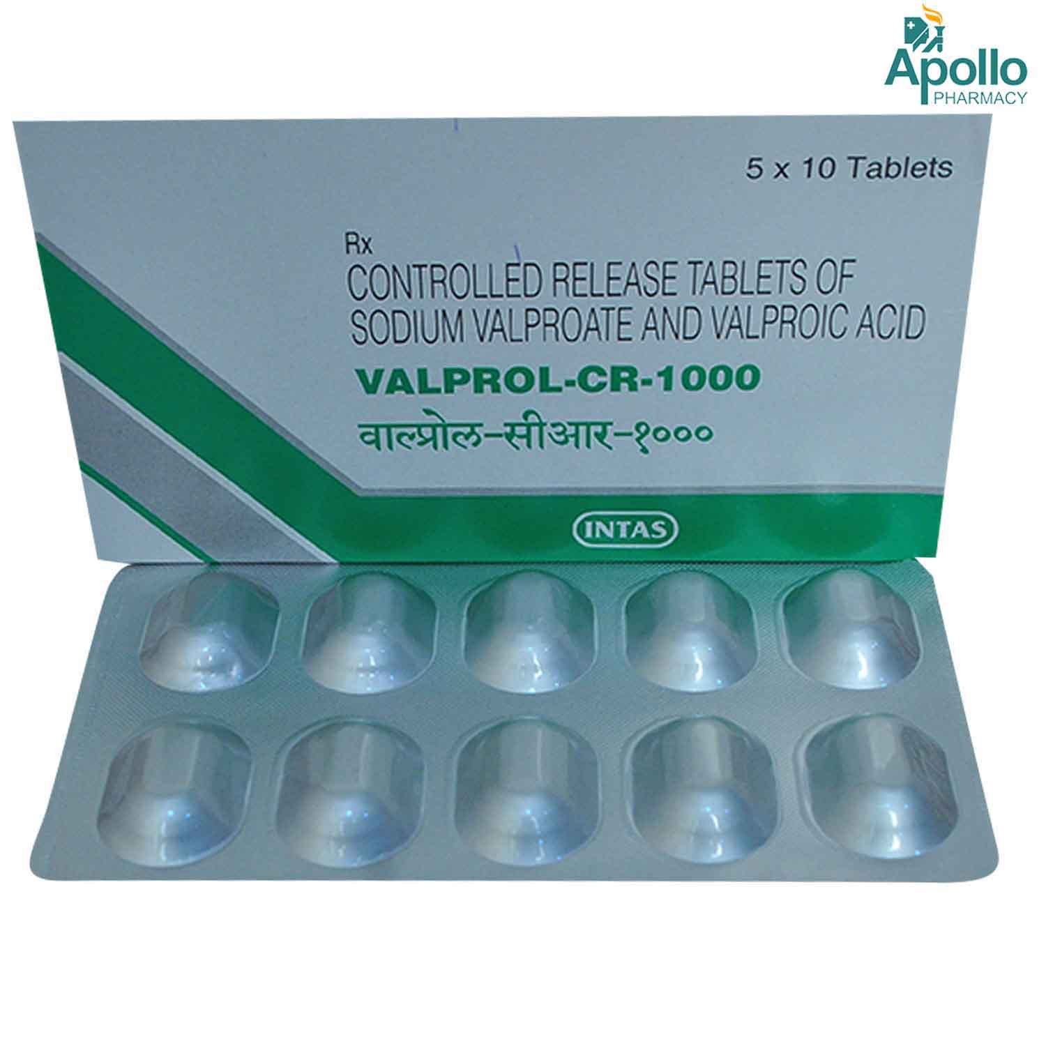 Valprol-CR 1000 Tablet 10's, Pack of 10 TabletS Valprol-CR 1000 Tablet 10's, Pack of 10 TabletS