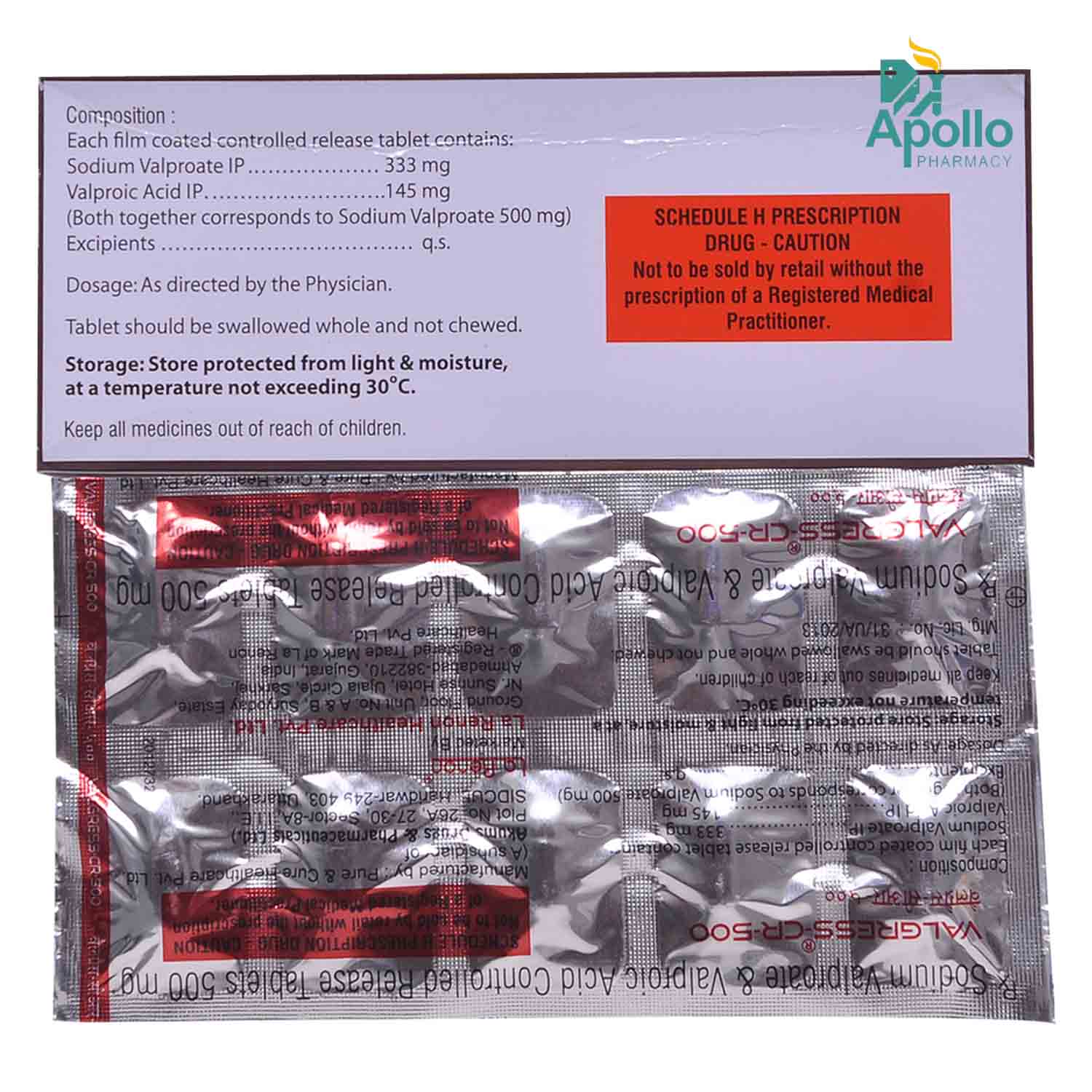 Valgress-CR-500 Tablet 10's, Pack of 10 TABLETS Valgress-CR-500 Tablet 10's, Pack of 10 TABLETS