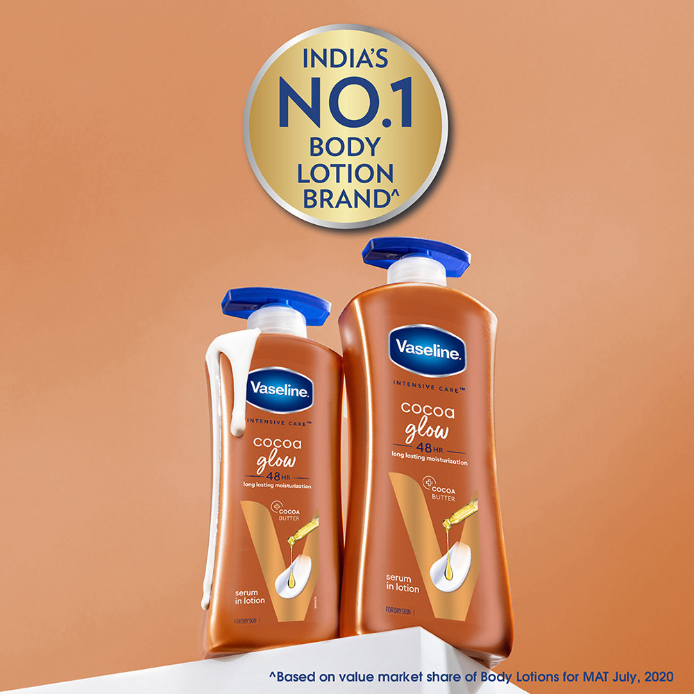 Vaseline Intensive Care Cocoa Glow Body Lotion 400 ml | With Cocoa Butter | Provides 48 hrs Of Moisturization | Non Greasy & Fast Absorbing | For Dry Skin, Pack of 1 Vaseline Intensive Care Cocoa Glow Body Lotion 400 ml | With Cocoa Butter | Provides 48 hrs Of Moisturization | Non Greasy & Fast Absorbing | For Dry Skin, Pack of 1