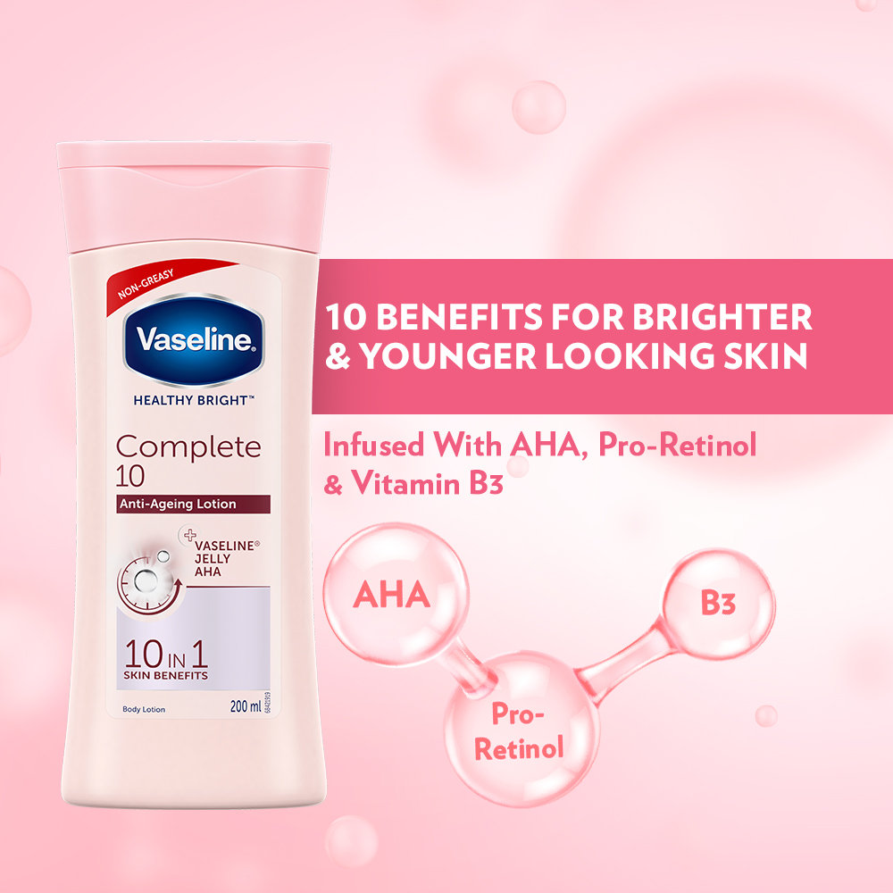 Vaseline Healthy Bright Complete10 Anti-Ageing Lotion, 200 ml, Pack of 1 Vaseline Healthy Bright Complete10 Anti-Ageing Lotion, 200 ml, Pack of 1