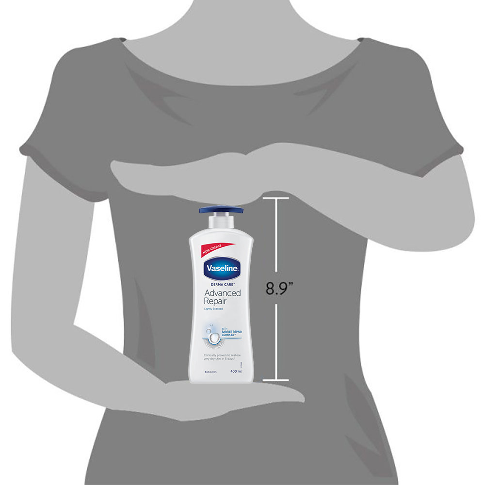 Vaseline Derma Care Advanced Repair Body Lotion 400 ml | With Barrier Repair Complex | Heals Dry Skin In 5 Days | Long Lasting Moisturization | Non Greasy | For Very Dry Skin & Very Sensitive Skin, Pack of 1 Vaseline Derma Care Advanced Repair Body Lotion 400 ml | With Barrier Repair Complex | Heals Dry Skin In 5 Days | Long Lasting Moisturization | Non Greasy | For Very Dry Skin & Very Sensitive Skin, Pack of 1