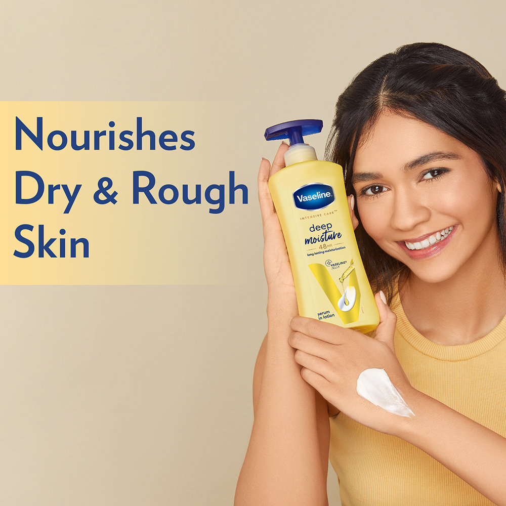 Vaseline Intensive Care Deep Moisture Body Lotion 400 ml | Long Lasting Moisturization Upto 48 Hrs | Non Greasy & Fast Absorbing | For Dry Skin, Pack of 1 Vaseline Intensive Care Deep Moisture Body Lotion 400 ml | Long Lasting Moisturization Upto 48 Hrs | Non Greasy & Fast Absorbing | For Dry Skin, Pack of 1