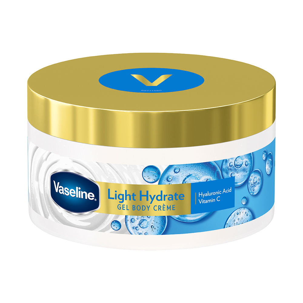 Vaseline Light Hydrate Gel Body Creme 180 gm | With Hyaluronic Acid & Vitamin C | Provides Hydration | For Radiant Glowing Skin, Pack of 1 Vaseline Light Hydrate Gel Body Creme 180 gm | With Hyaluronic Acid & Vitamin C | Provides Hydration | For Radiant Glowing Skin, Pack of 1