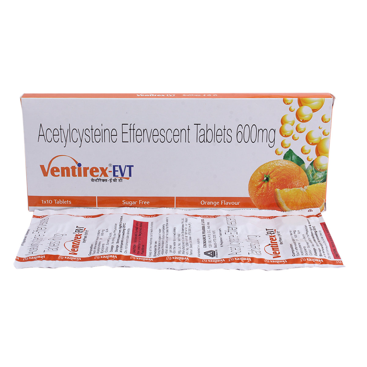 Ventirex-EVT Sugar Free Orange Effervescent Tablet 10's, Pack of 10 TABLETS Ventirex-EVT Sugar Free Orange Effervescent Tablet 10's, Pack of 10 TABLETS