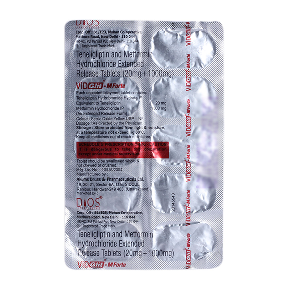 Buy Vidglit-M Forte Tablet 10's Online