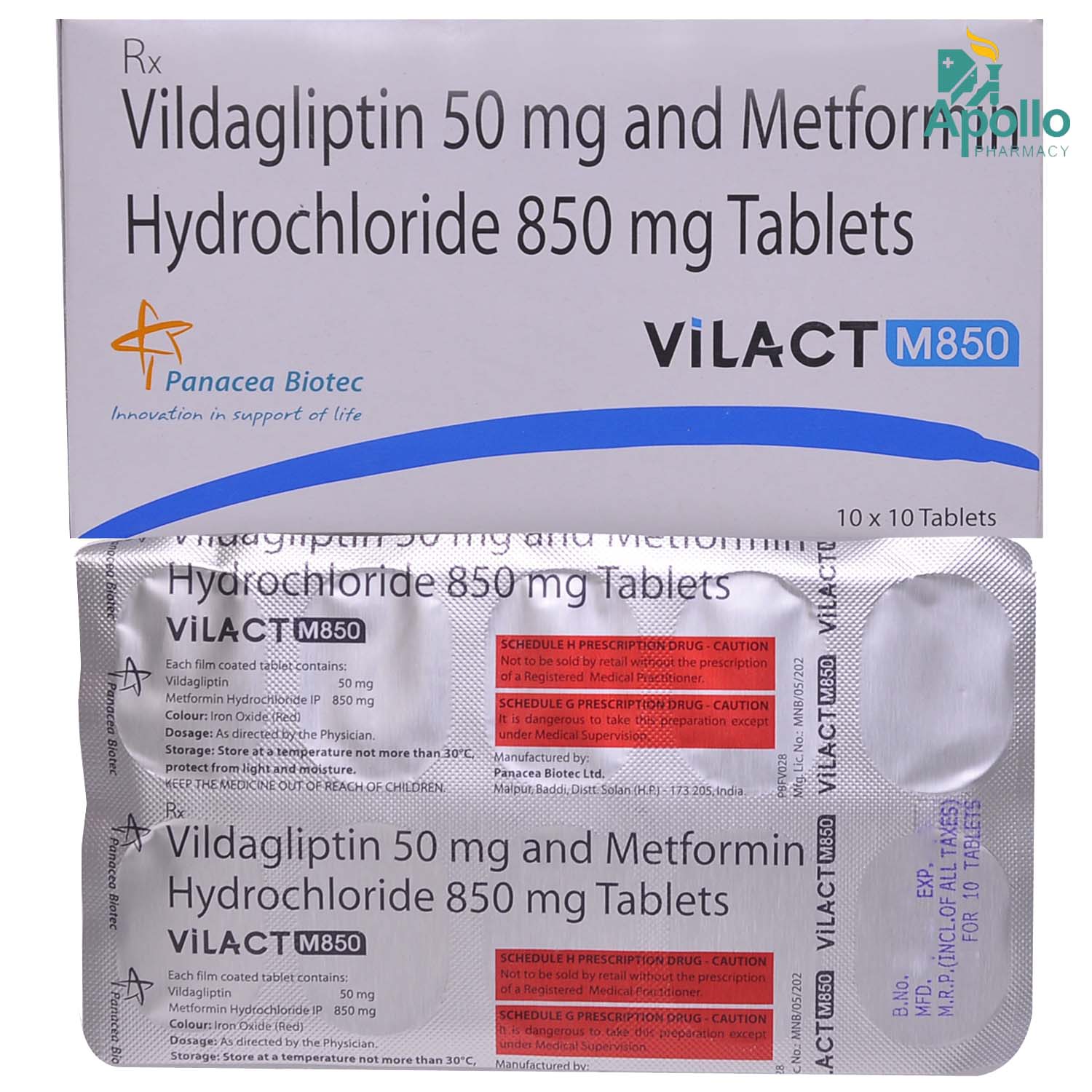 Vilact M 850/50mg Tablet 10's, Pack of 10 TABLETS Vilact M 850/50mg Tablet 10's, Pack of 10 TABLETS