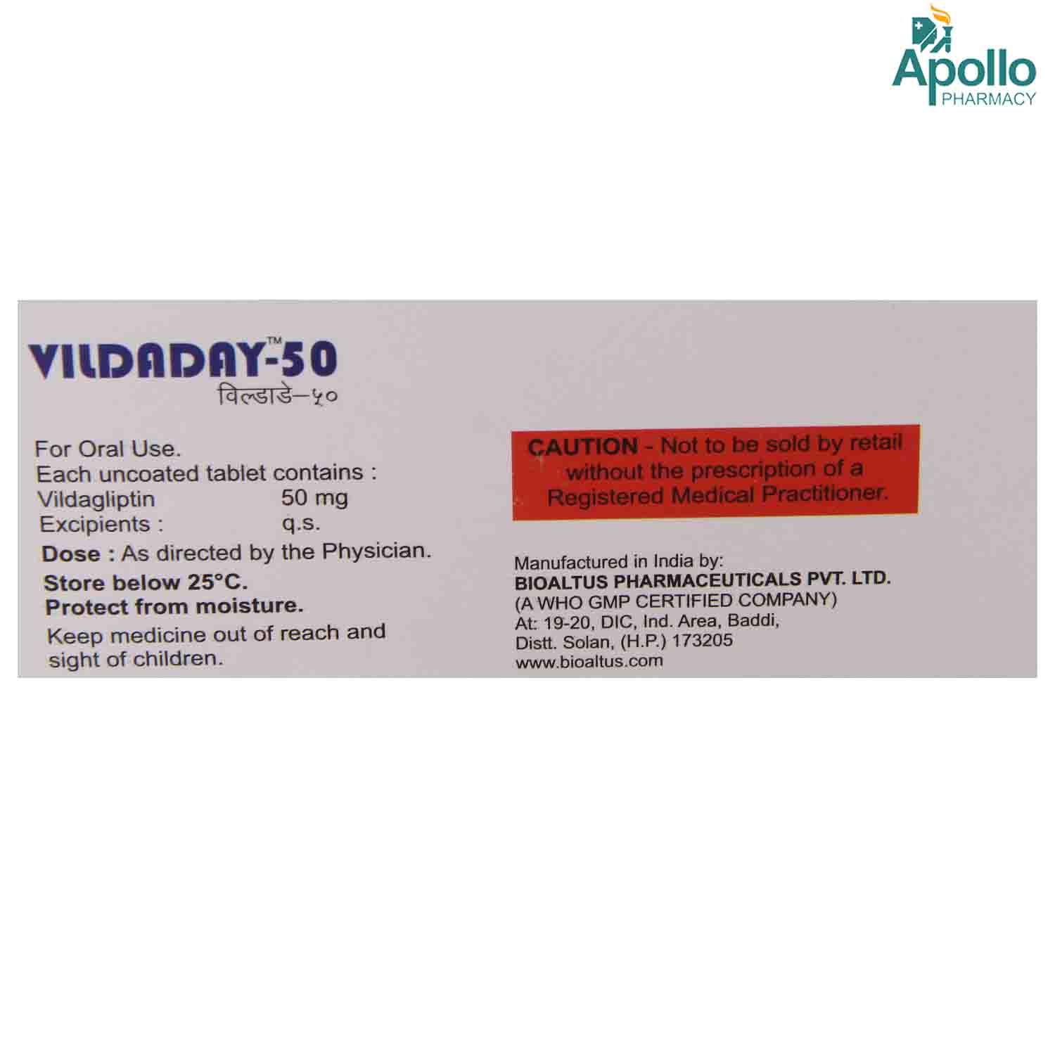 Vildaday-50 Tablet 10's, Pack of 10 TABLETS Vildaday-50 Tablet 10's, Pack of 10 TABLETS