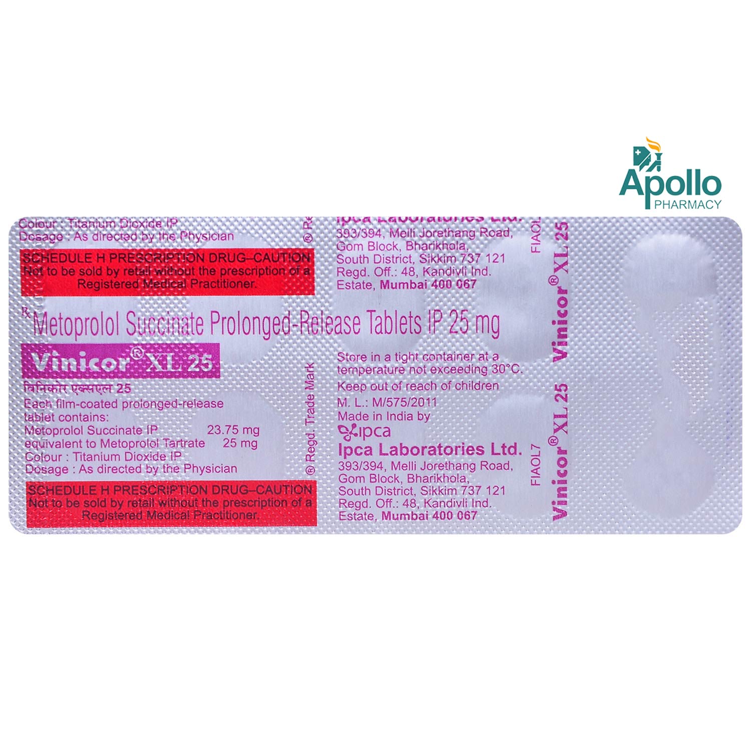 Vinicor XL 25 Tablet 10's, Pack of 10 TABLETS Vinicor XL 25 Tablet 10's, Pack of 10 TABLETS