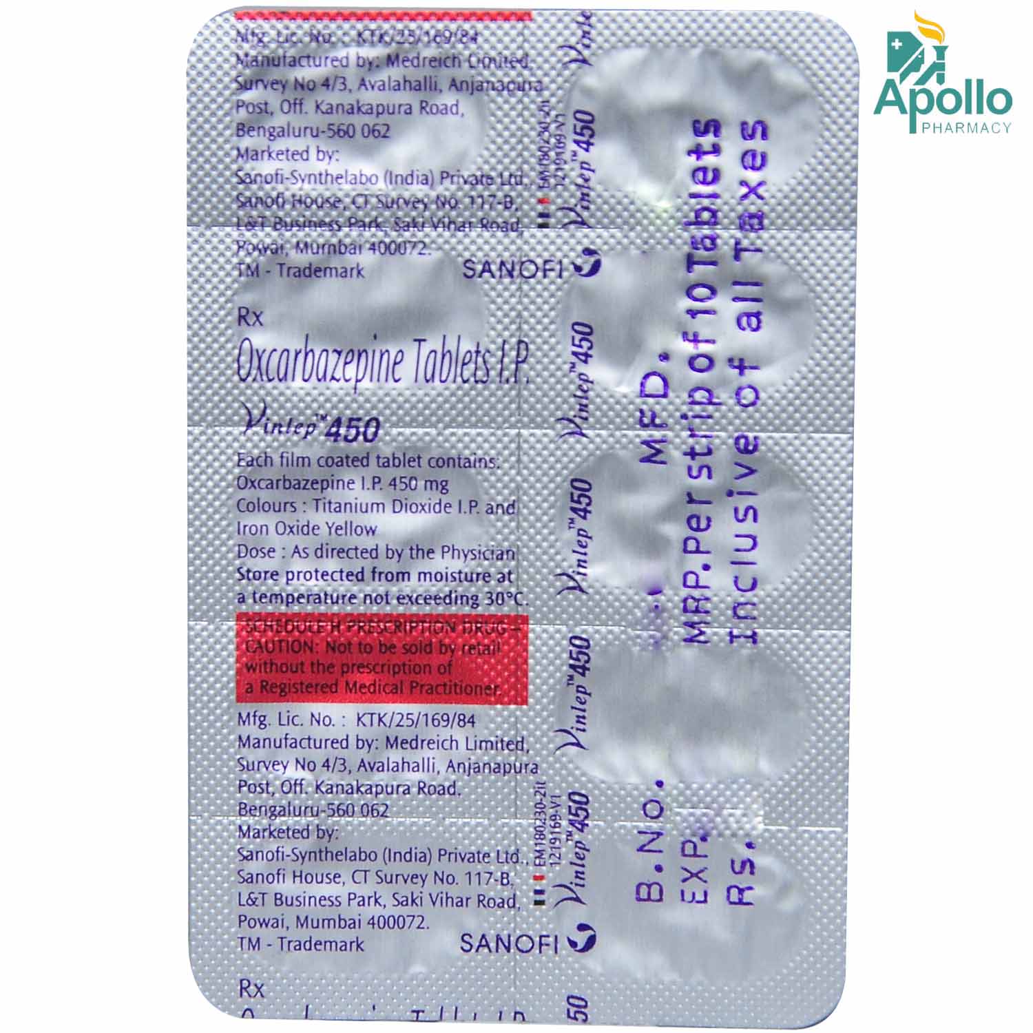 Vinlep 450 Tablet 10's, Pack of 10 TabletS Vinlep 450 Tablet 10's, Pack of 10 TabletS