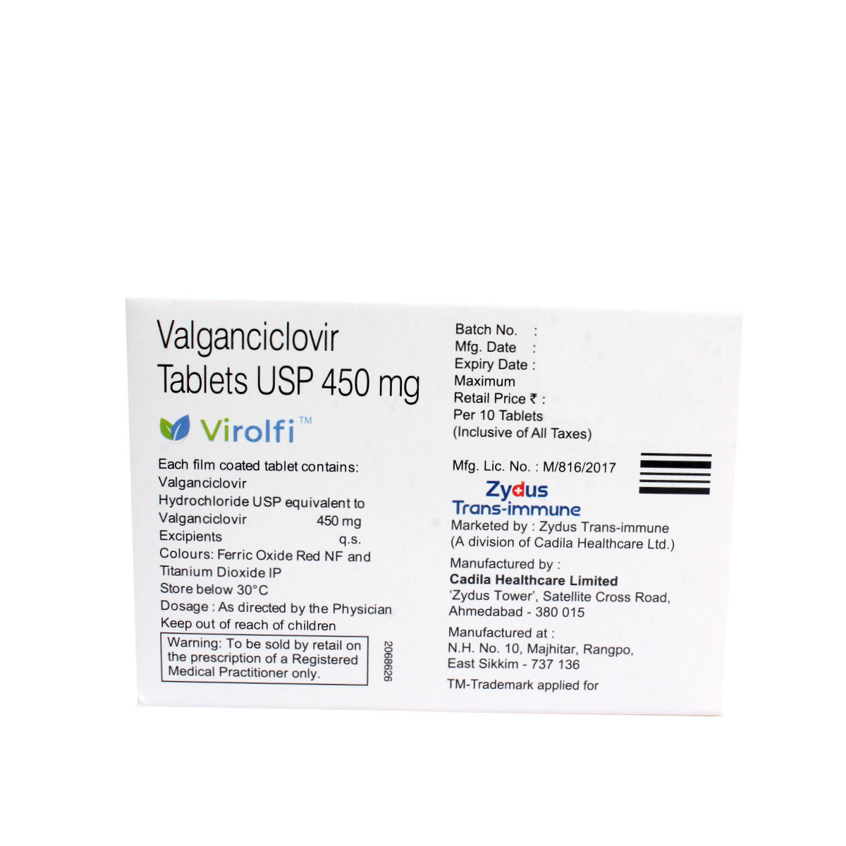 Virolfi 450 mg Tablet 10's, Pack of 10 TabletS Virolfi 450 mg Tablet 10's, Pack of 10 TabletS