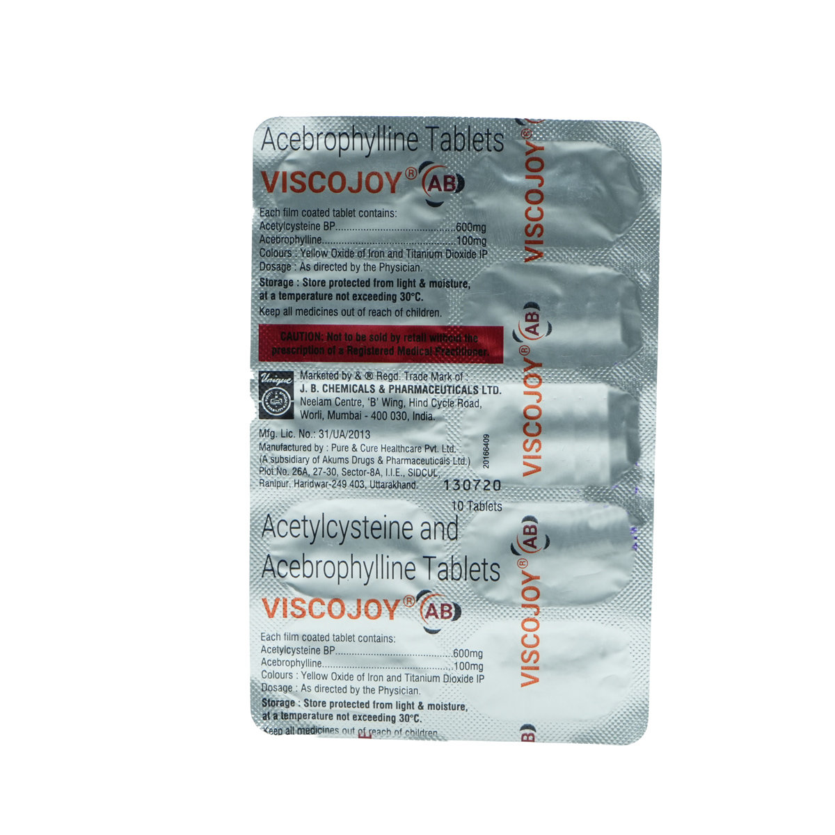 Viscojoy AB Tablet 10's, Pack of 10 TABLETS Viscojoy AB Tablet 10's, Pack of 10 TABLETS