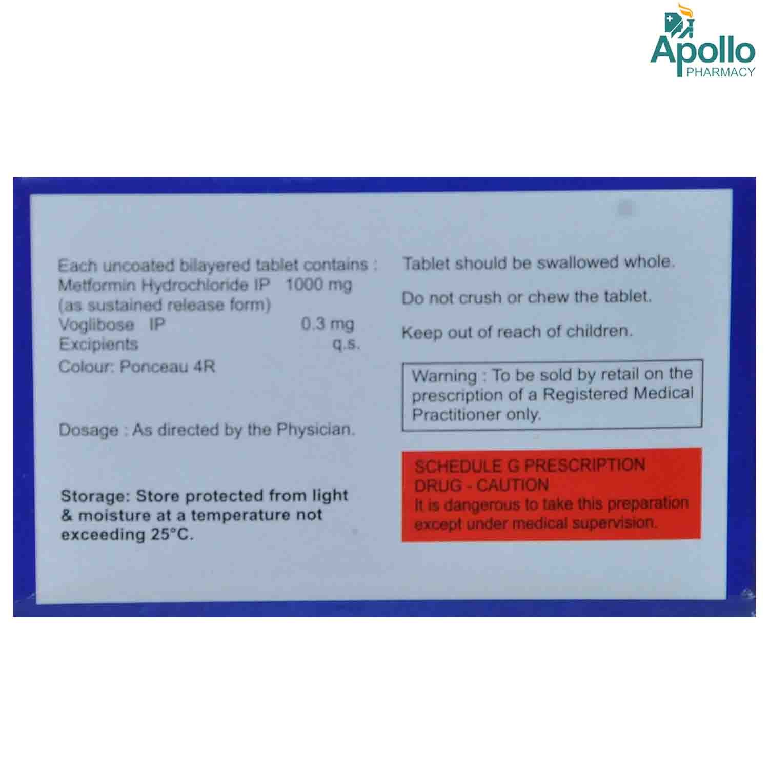 VOGLIKEM M 0.3 FORTE TABLET 10'S, Pack of 10 TABLETS VOGLIKEM M 0.3 FORTE TABLET 10'S, Pack of 10 TABLETS