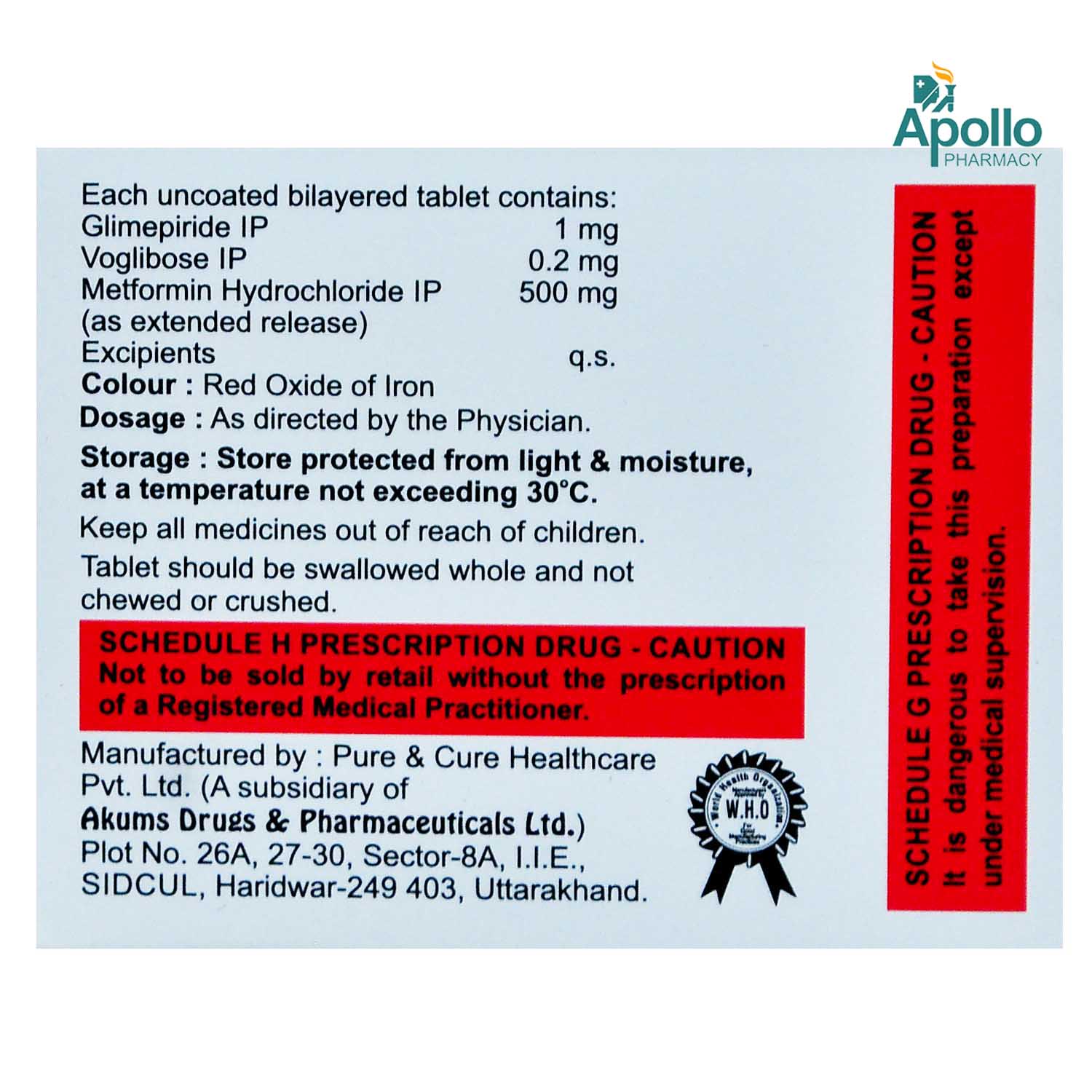 Voglimin-GM 1 Tablet 10's, Pack of 10 TABLETS Voglimin-GM 1 Tablet 10's, Pack of 10 TABLETS