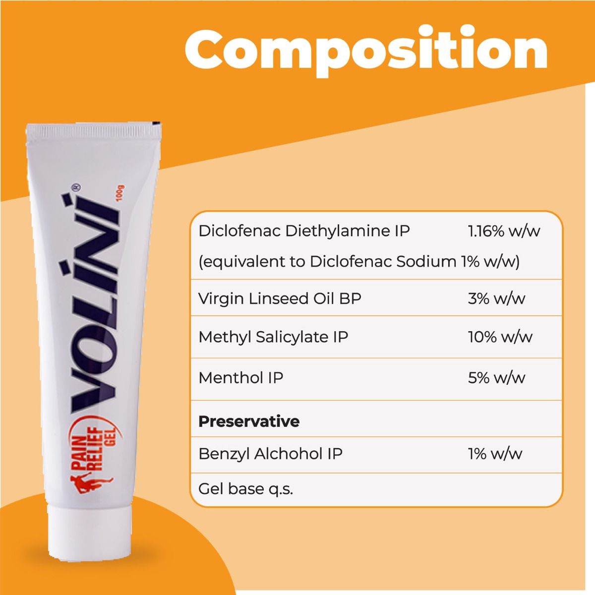 Volini Pain Relief Gel 100 gm, Pack of 1 Gel Volini Pain Relief Gel 100 gm, Pack of 1 Gel