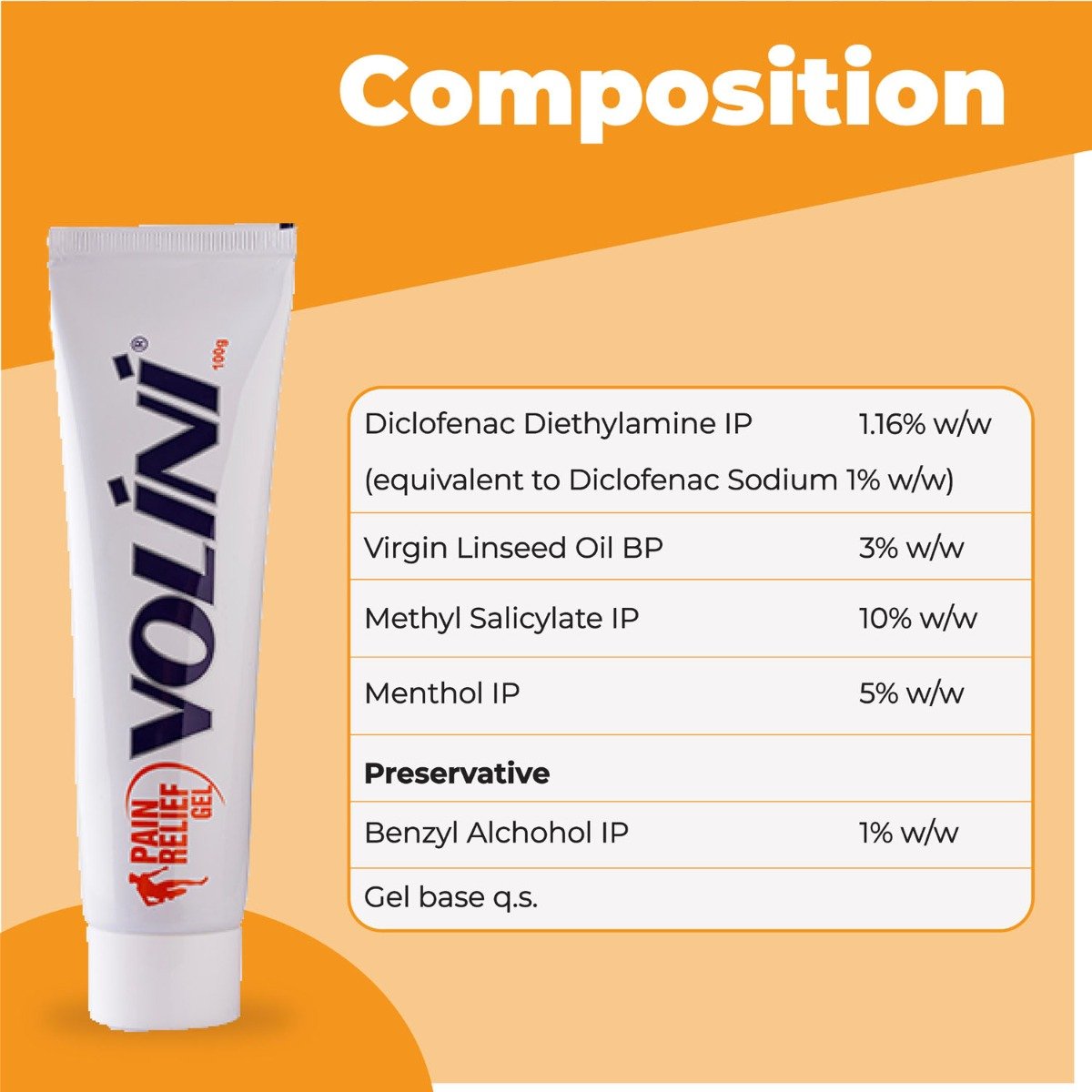 Volini Pain Relief Gel 100 gm, Pack of 1 Gel Volini Pain Relief Gel 100 gm, Pack of 1 Gel