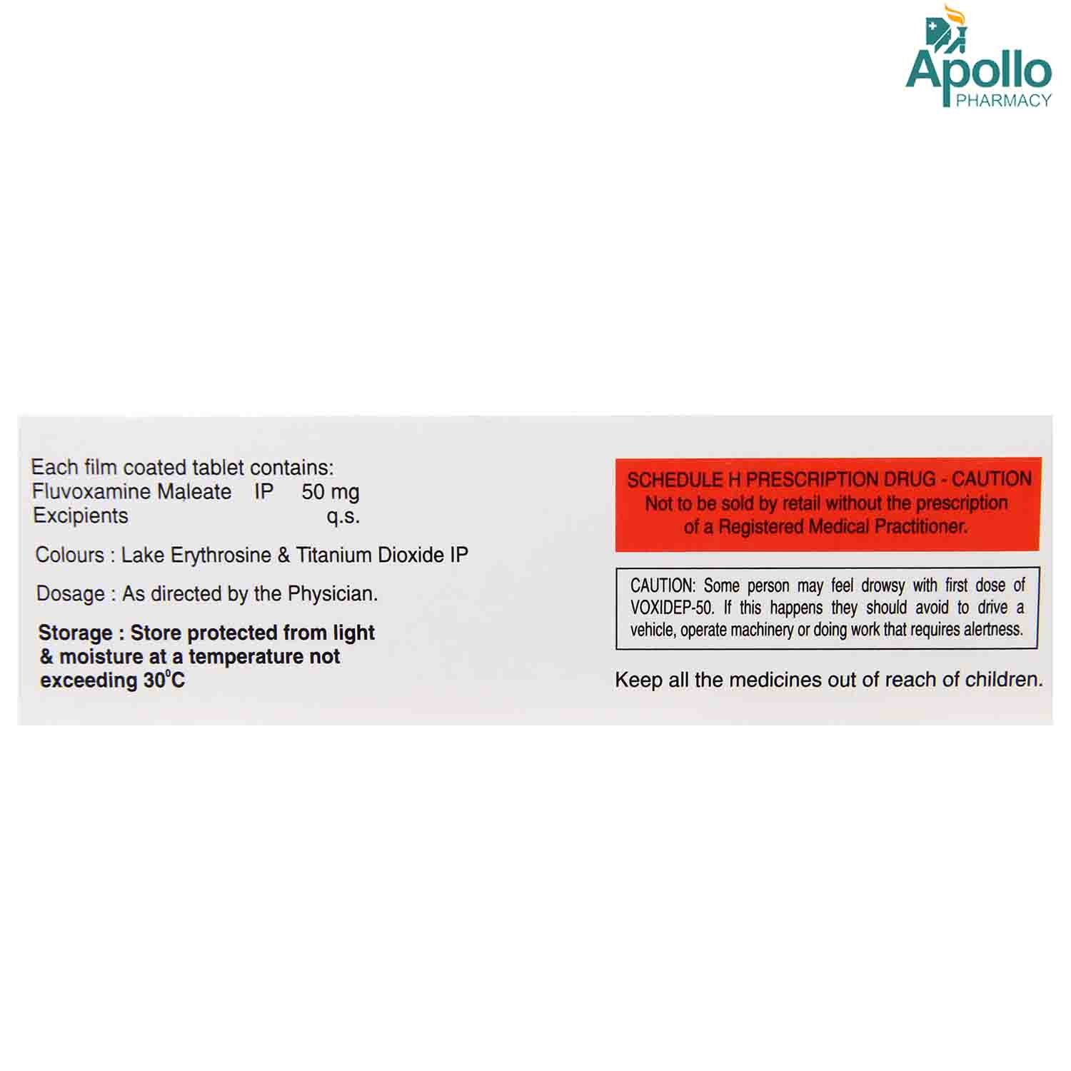 VOXIDEP 50MG TABLET, Pack of 10 TABLETS VOXIDEP 50MG TABLET, Pack of 10 TABLETS