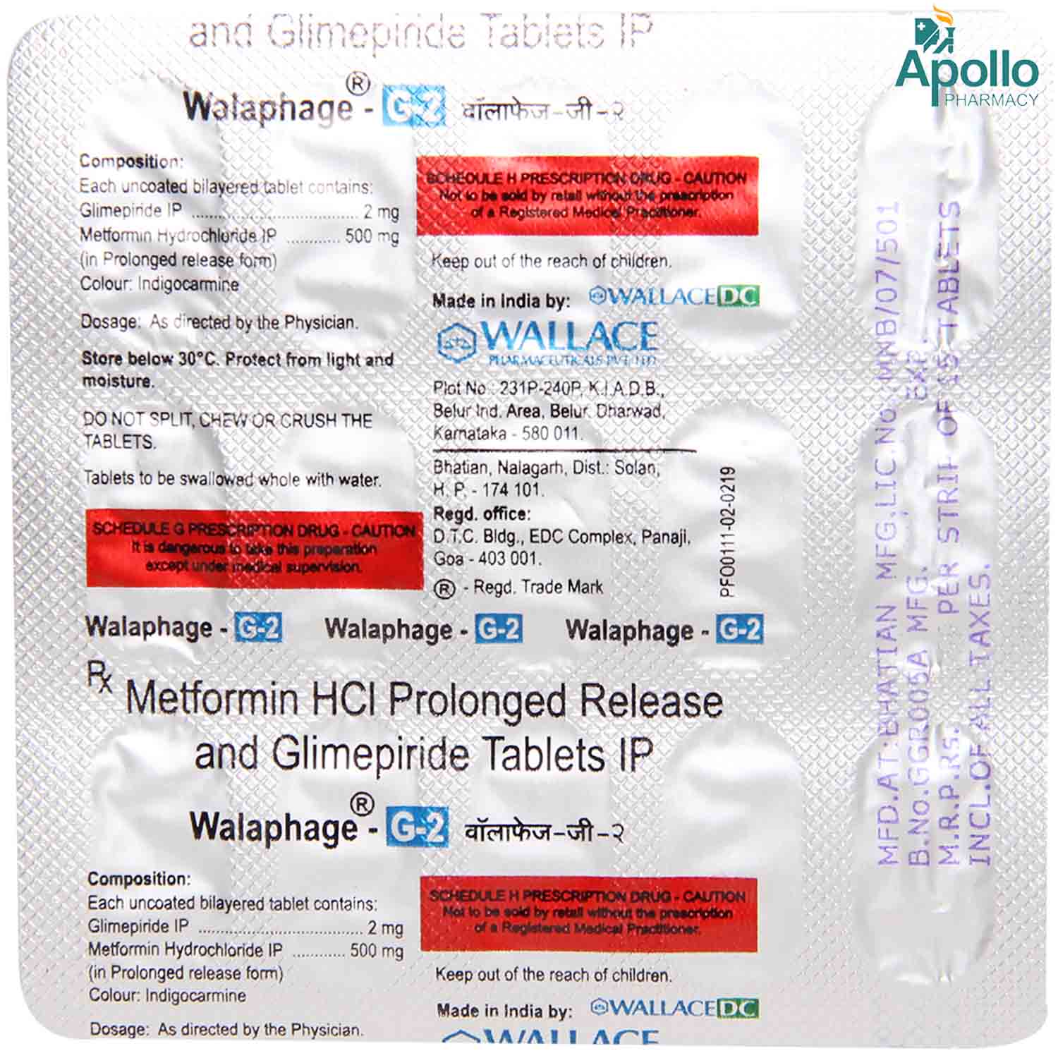WALAPHAGE GP 2MG TABLET, Pack of 10 TABLETS WALAPHAGE GP 2MG TABLET, Pack of 10 TABLETS