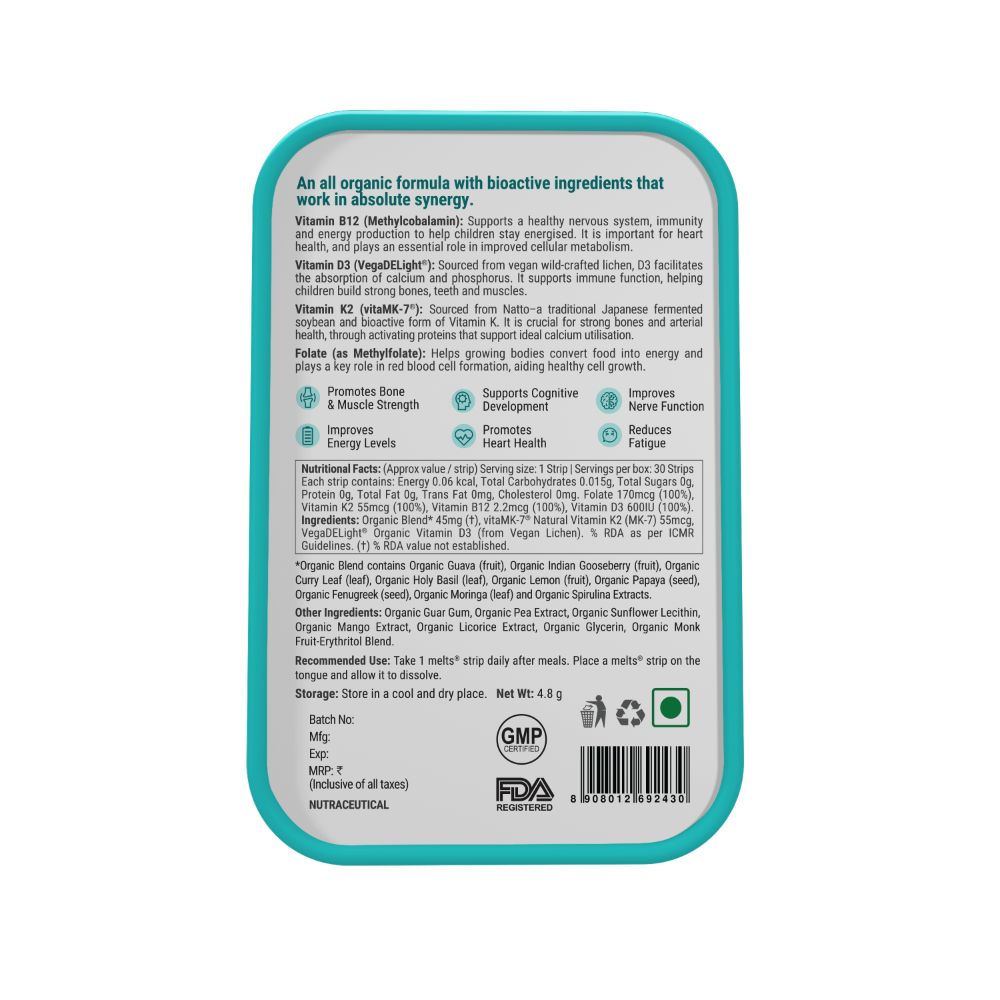 Wellbeing Nutrition Melts Into Natural B12 + D3 Frozen Mango Flavour, 30 Strips, Pack of 1 Wellbeing Nutrition Melts Into Natural B12 + D3 Frozen Mango Flavour, 30 Strips, Pack of 1