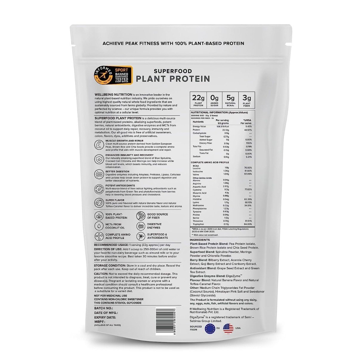 Wellbeing Nutrition Plant Protein British Banoffee Pie Flavour Powder, 500 gm, Pack of 1 Wellbeing Nutrition Plant Protein British Banoffee Pie Flavour Powder, 500 gm, Pack of 1