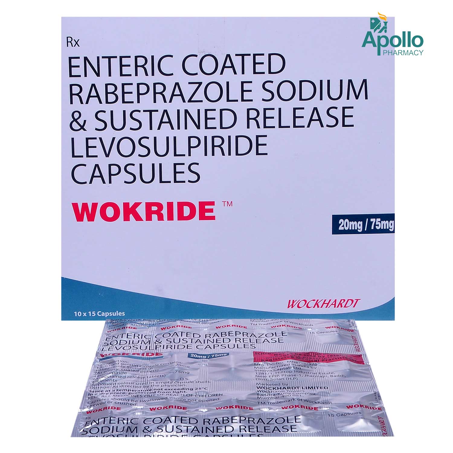 Wokride 20 mg/75 mg Capsule 15's, Pack of 15 Wokride 20 mg/75 mg Capsule 15's, Pack of 15
