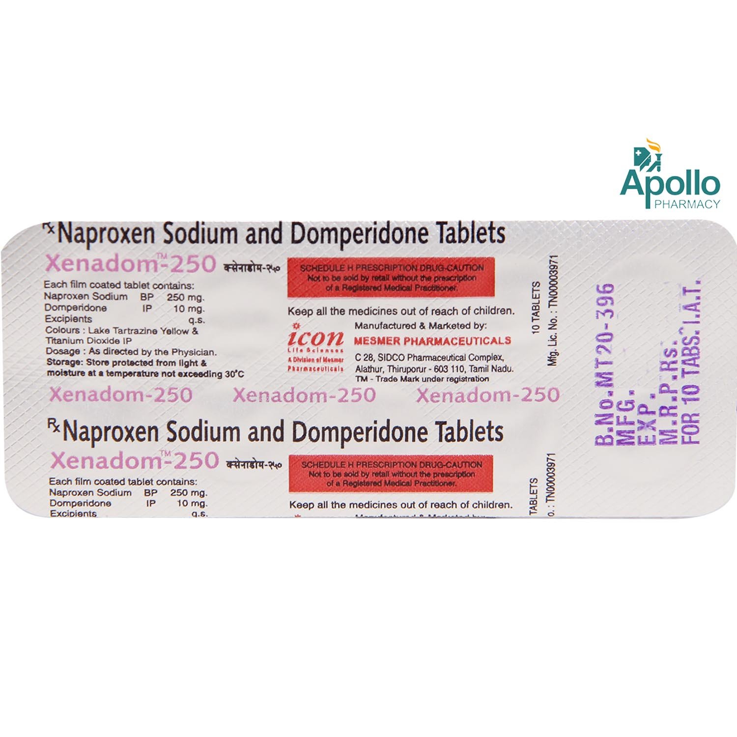 Xenadom-250 Tablet 10's, Pack of 10 TABLETS Xenadom-250 Tablet 10's, Pack of 10 TABLETS