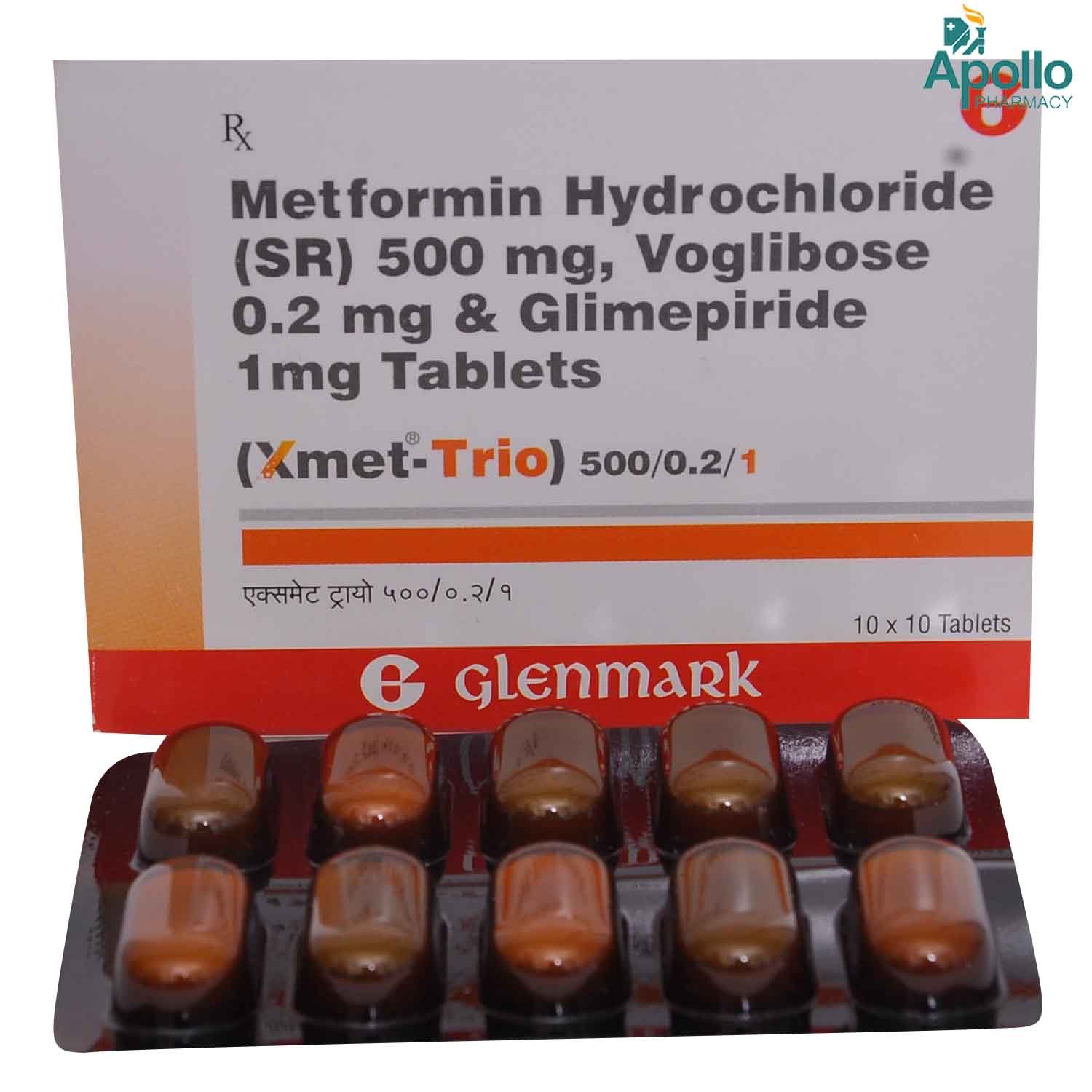 XMET TRIO 500/0.2/1 TABLET 10'S, Pack of 10 TABLETS XMET TRIO 500/0.2/1 TABLET 10'S, Pack of 10 TABLETS