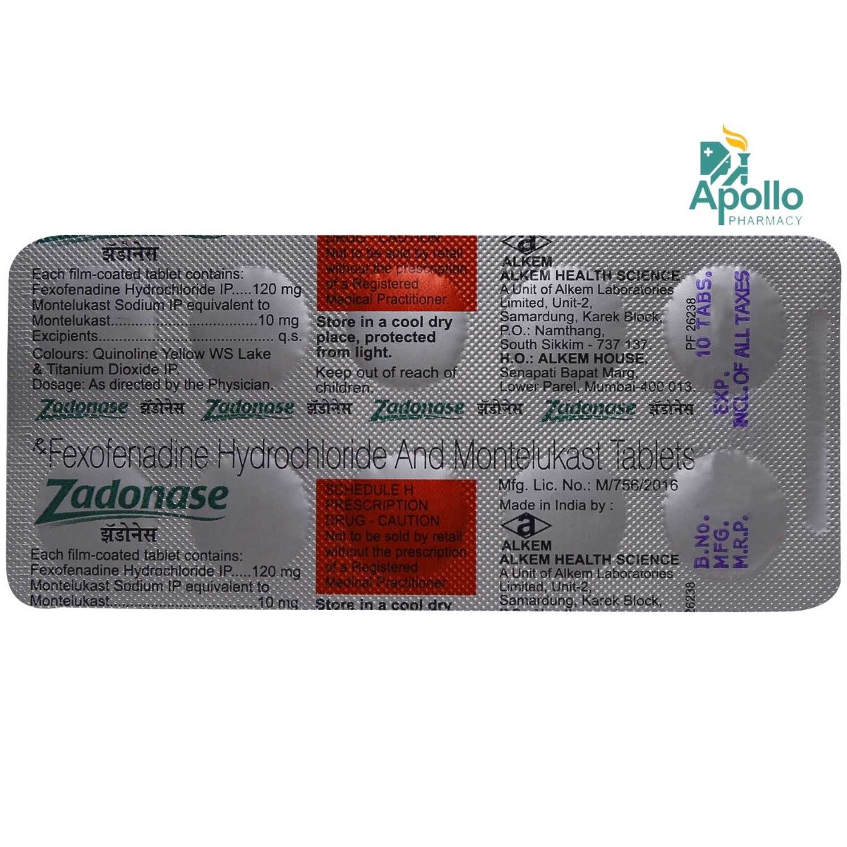 Zadonase Tablet 10's, Pack of 10 TABLETS Zadonase Tablet 10's, Pack of 10 TABLETS
