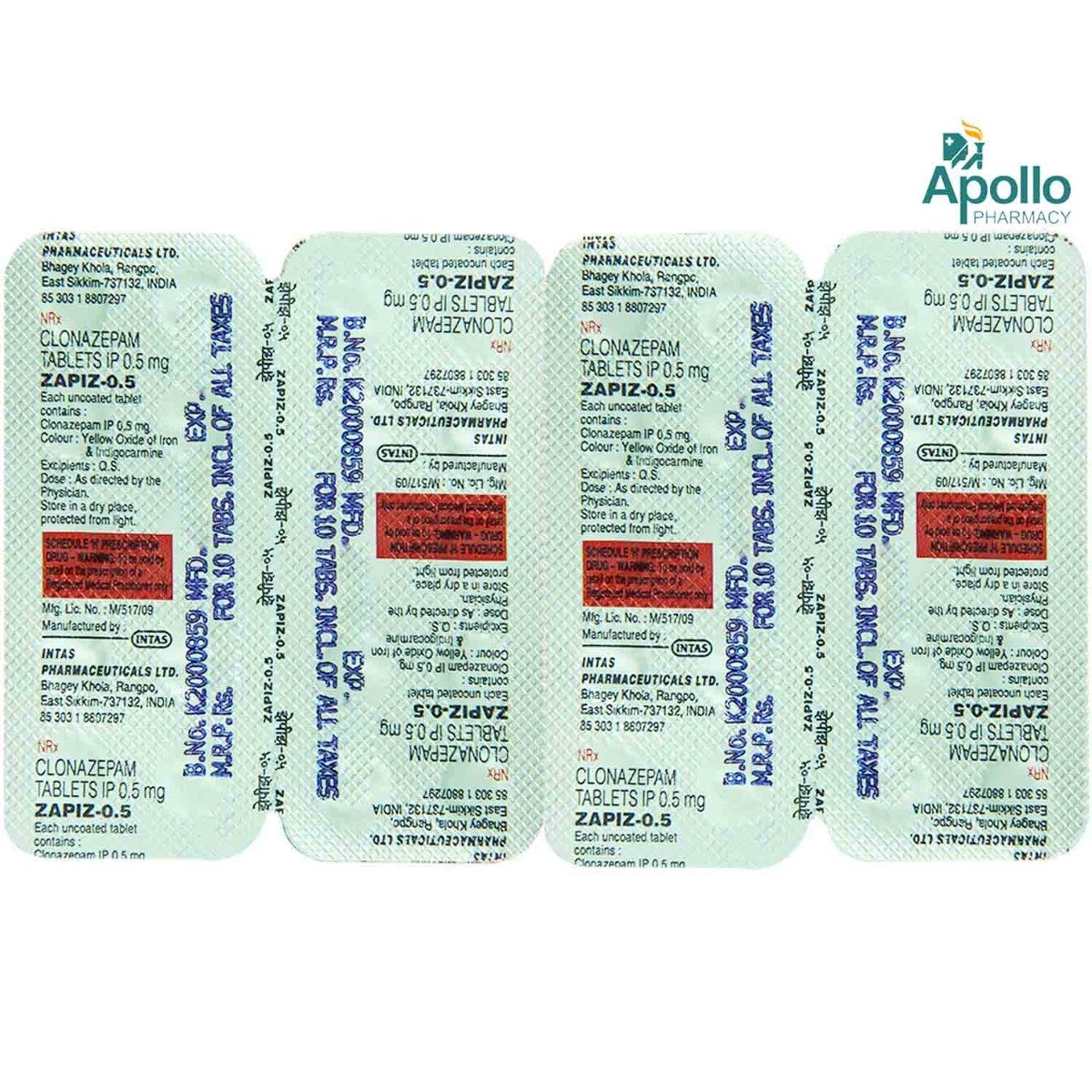 Zapiz-0.5 Tablet 10's, Pack of 10 TABLETS Zapiz-0.5 Tablet 10's, Pack of 10 TABLETS