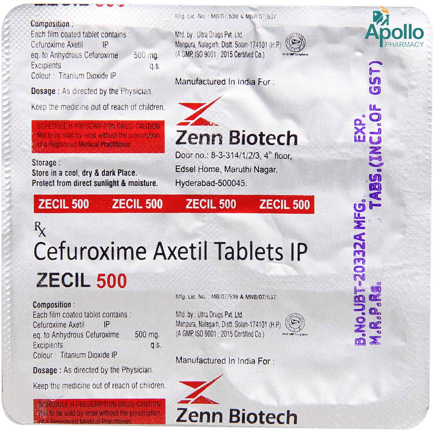 ZECIL 500MG TABLET 6'S, Pack of 6 TabletS ZECIL 500MG TABLET 6'S, Pack of 6 TabletS